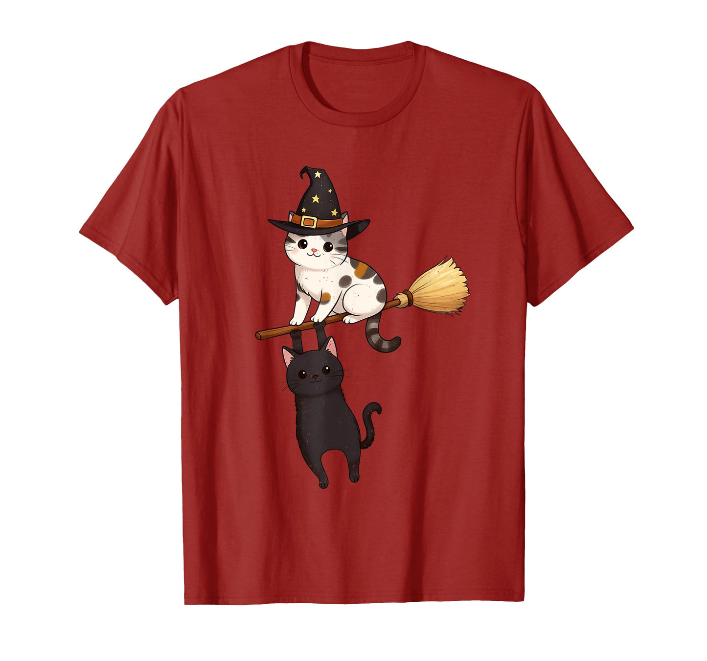 Cat Witch Halloween Cute Kitten Lover Feline Spooky Season T-Shirt