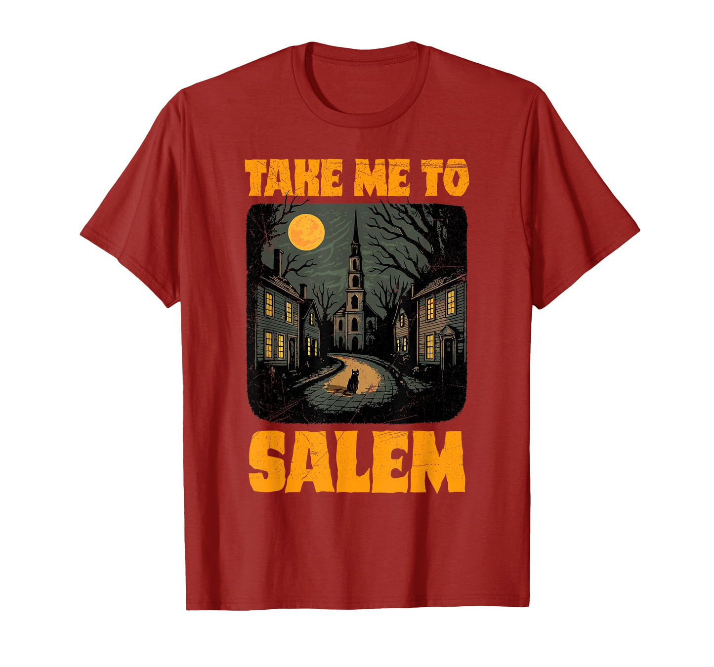 Vintage Take Me to Salem Halloween Spooky Season Black Cat T-Shirt
