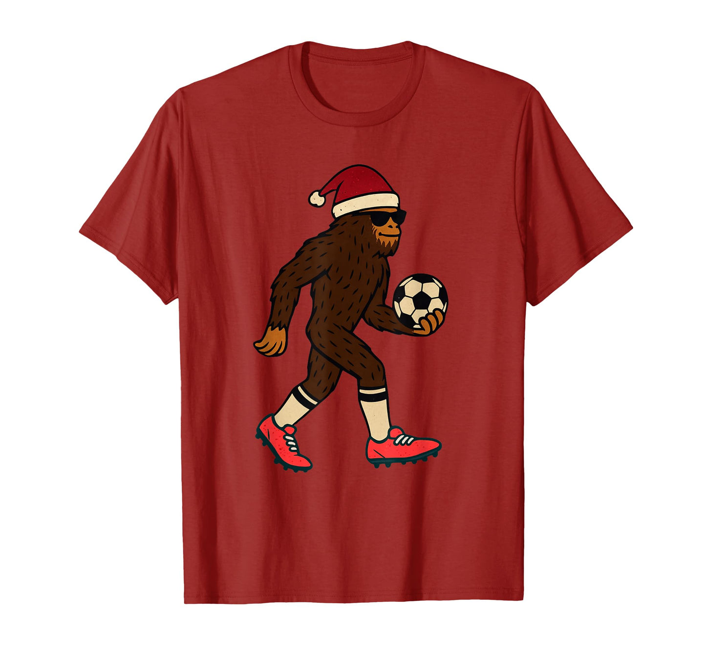 Sasquatch Playing Soccer Christmas Vintage Funny Xmas T-Shirt