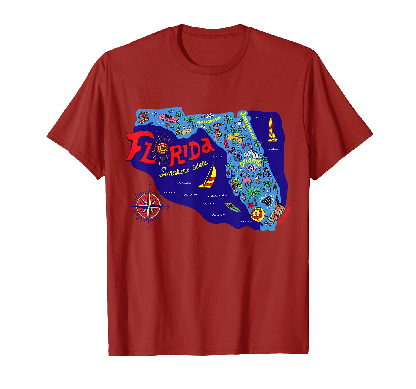 I Love Florida T Shirt, Cute Colorful Florida Graphic Map T-Shirt