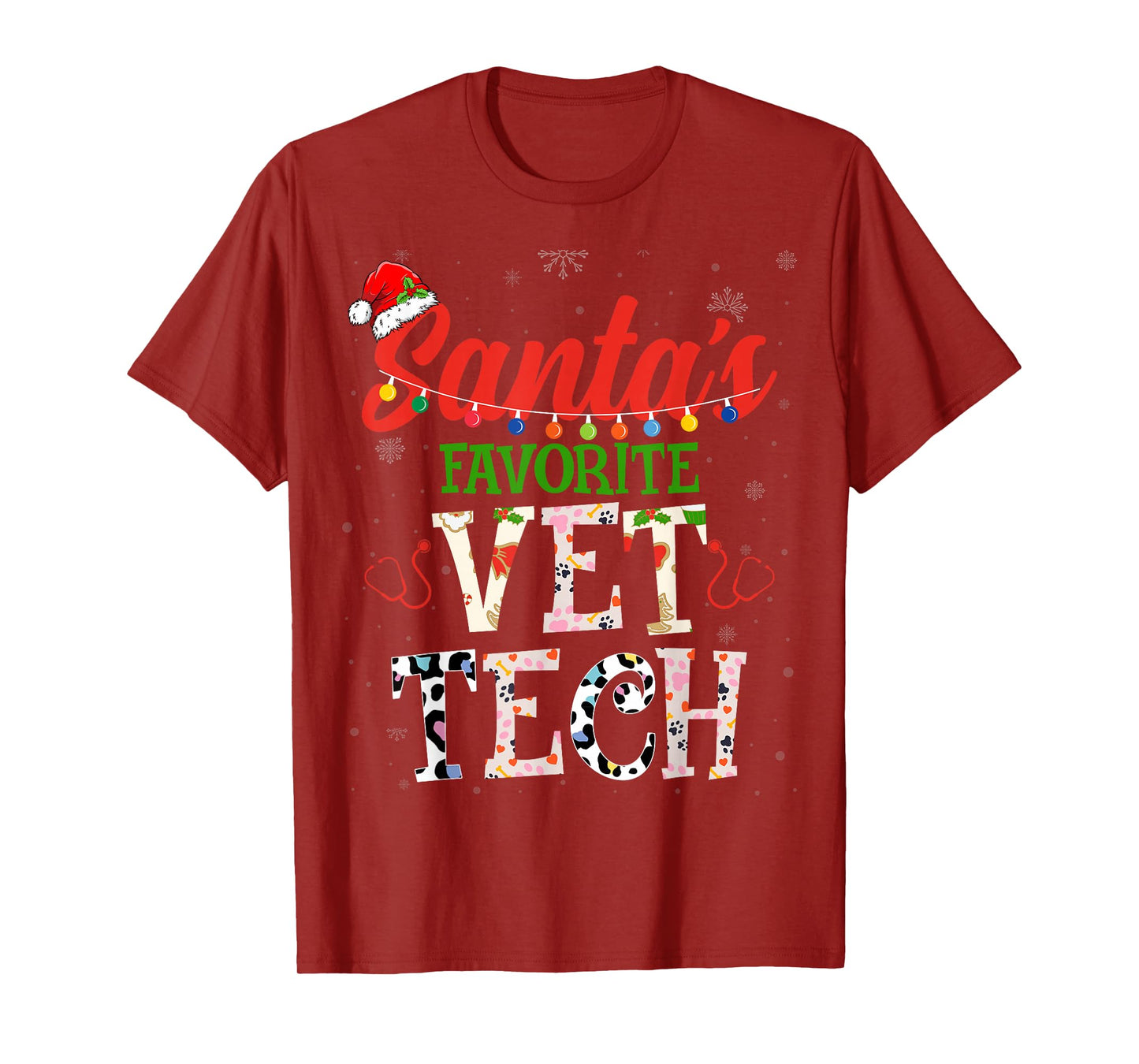 Santa's Favorite Vet Tech Vet Technician Christmas Vet Nurse T-Shirt