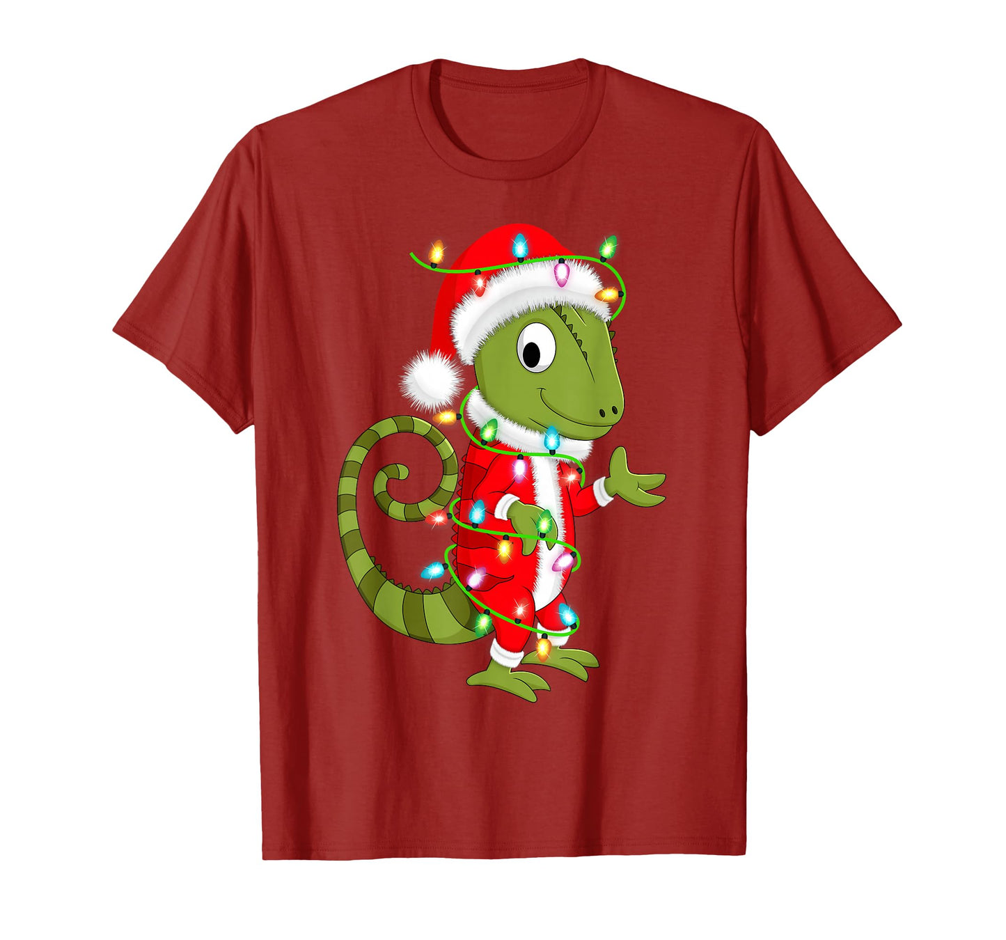 Chameleon Christmas Lights Santa Costume Cute Animal Xmas T-Shirt