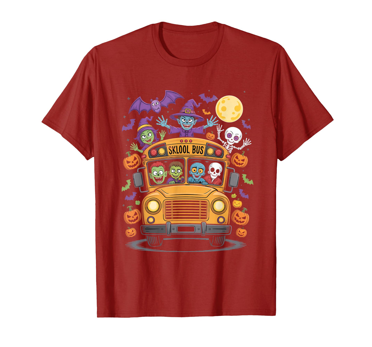 Halloween Sklool Bus Monster Kids Spooky Ride Night T-Shirt