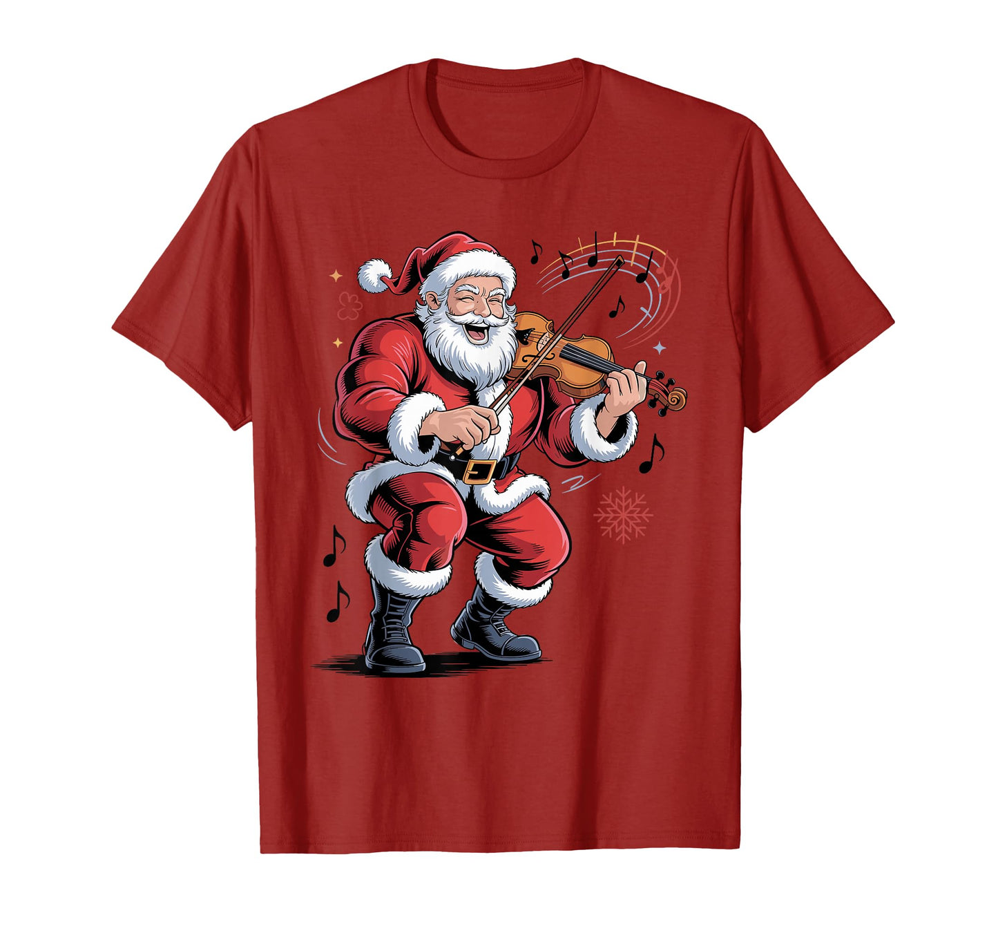 Santa Playing Violin Funny Holiday Christmas Xmas Pajama T-Shirt