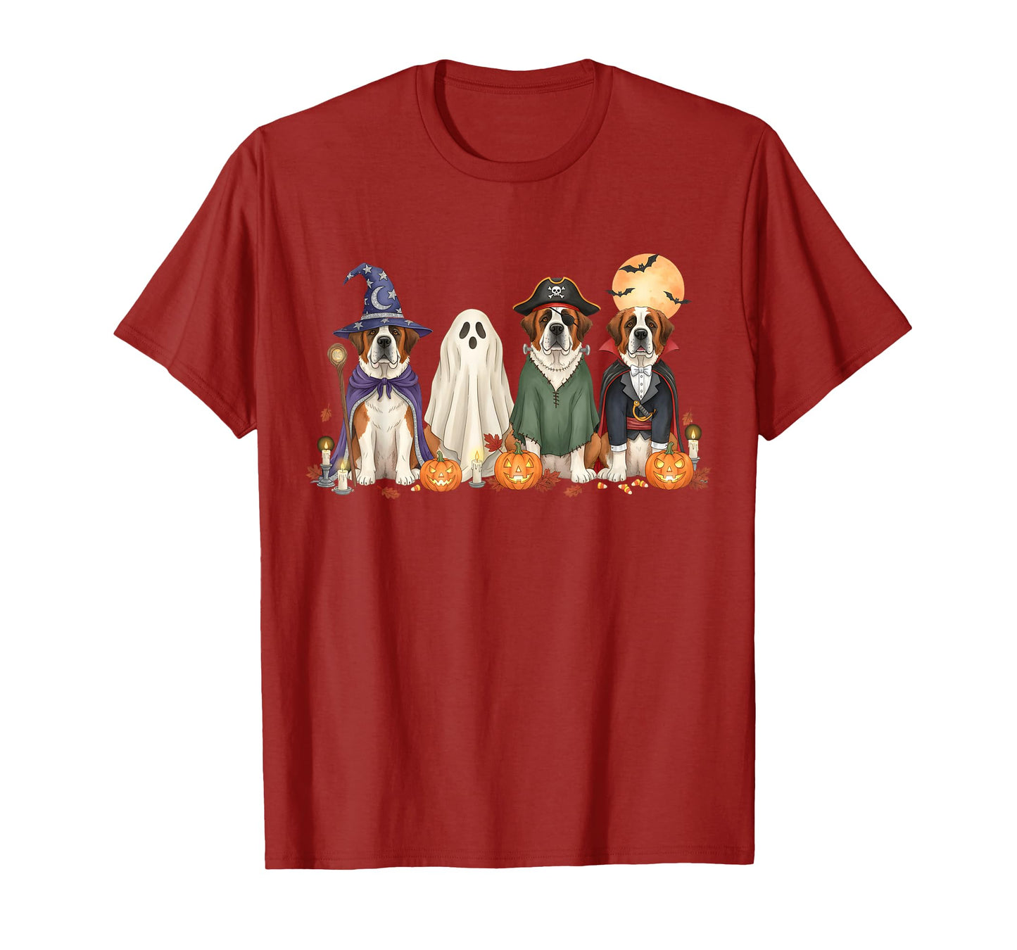 Spooky St. Bernard Dogs Ghost Witch Mummy Saint Bernard T-Shirt