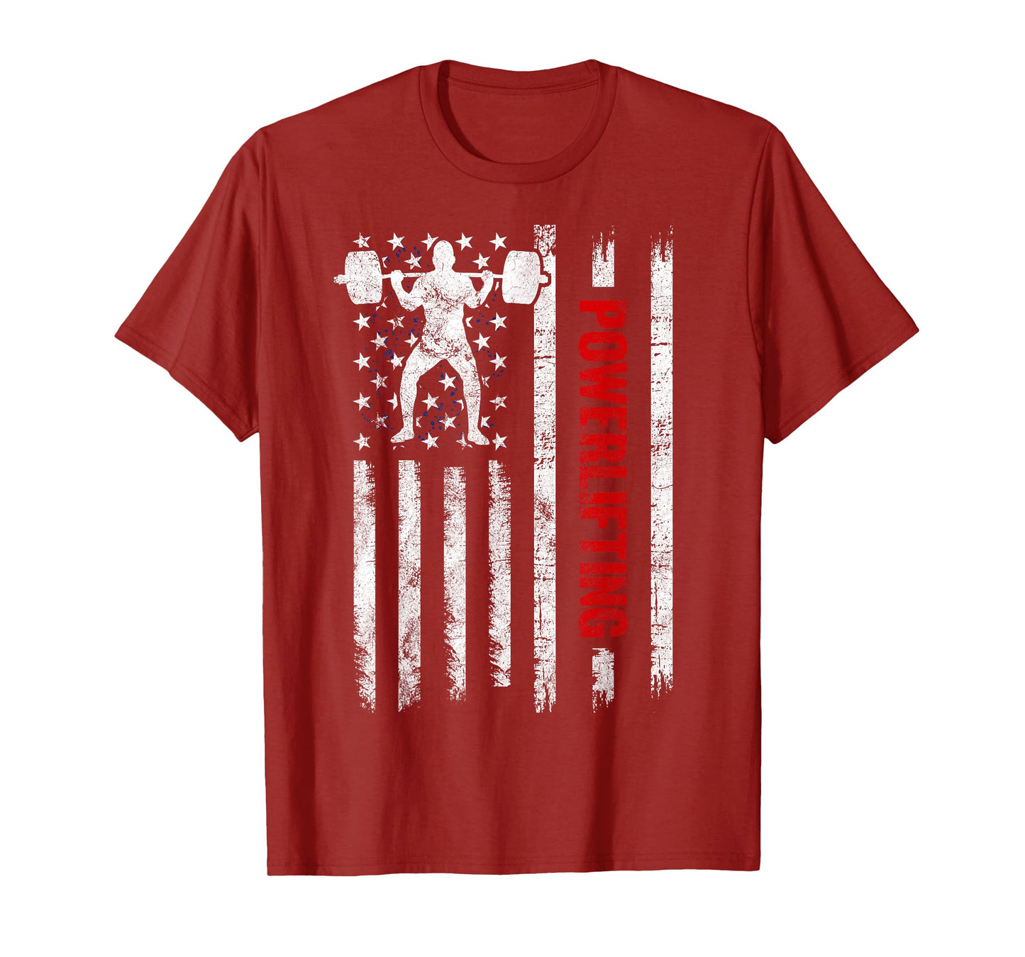 Strongman Gym Workout Powerlifting American Flag T-Shirt
