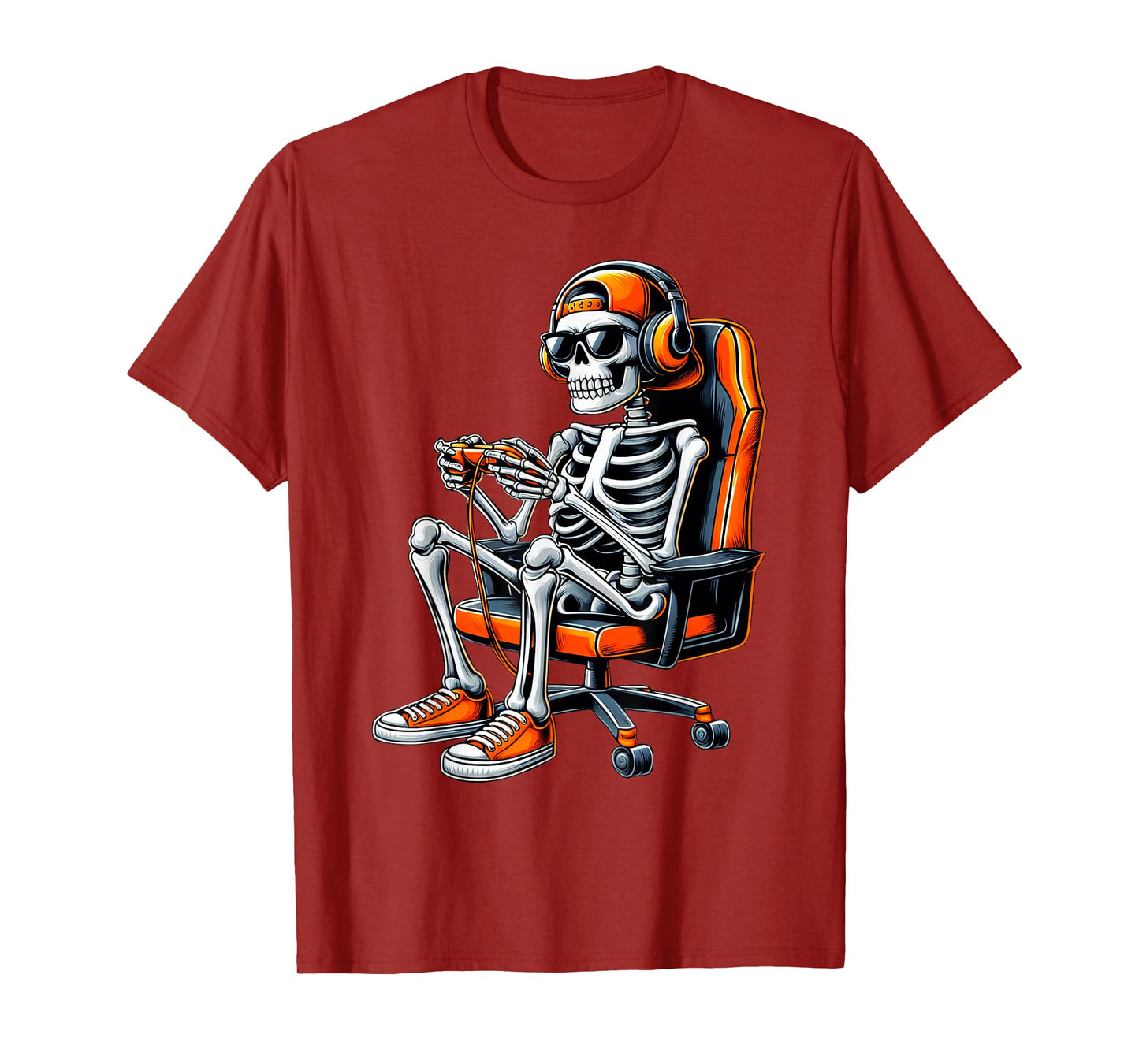 Halloween Skeleton Gamer Video Gaming Boys Men Kids Gamer T-Shirt