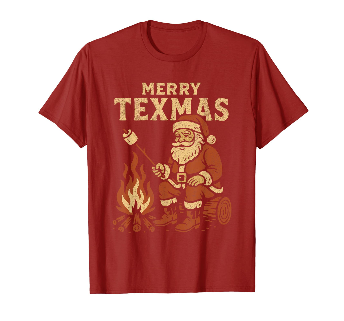 Merry Texmas Vintage Santa Roasting Marshmallows T-Shirt