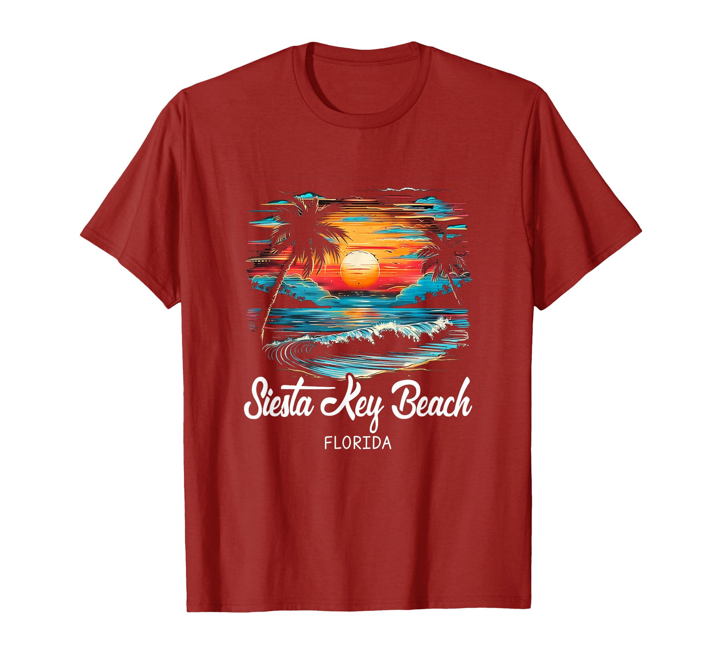 Family Vacation Retro Sunset Florida Siesta Key Beach T-Shirt