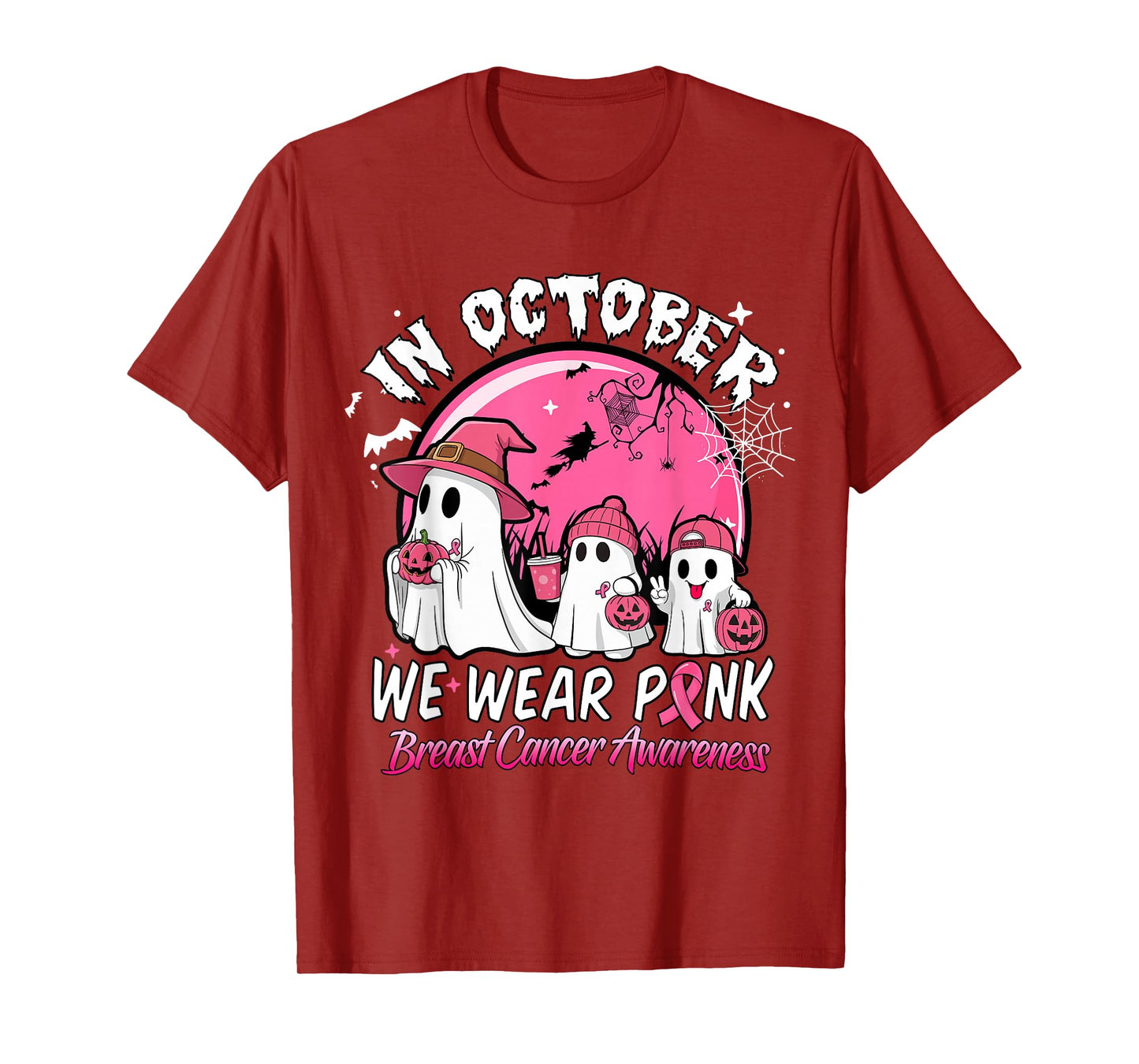Breast Cancer s Women Halloween October Wear Pink T-Shirt