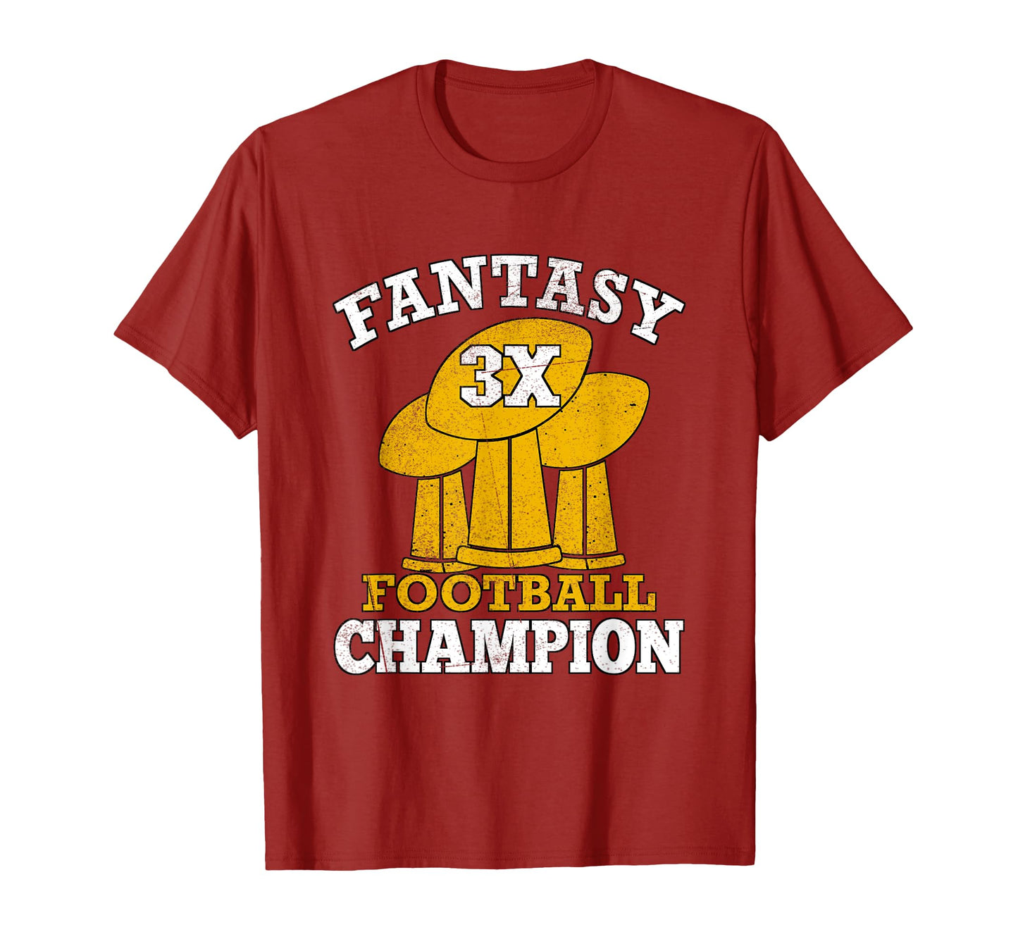 Fantasy Football 3x Champion Three Time Champ Fantasy Winner T-Shirt