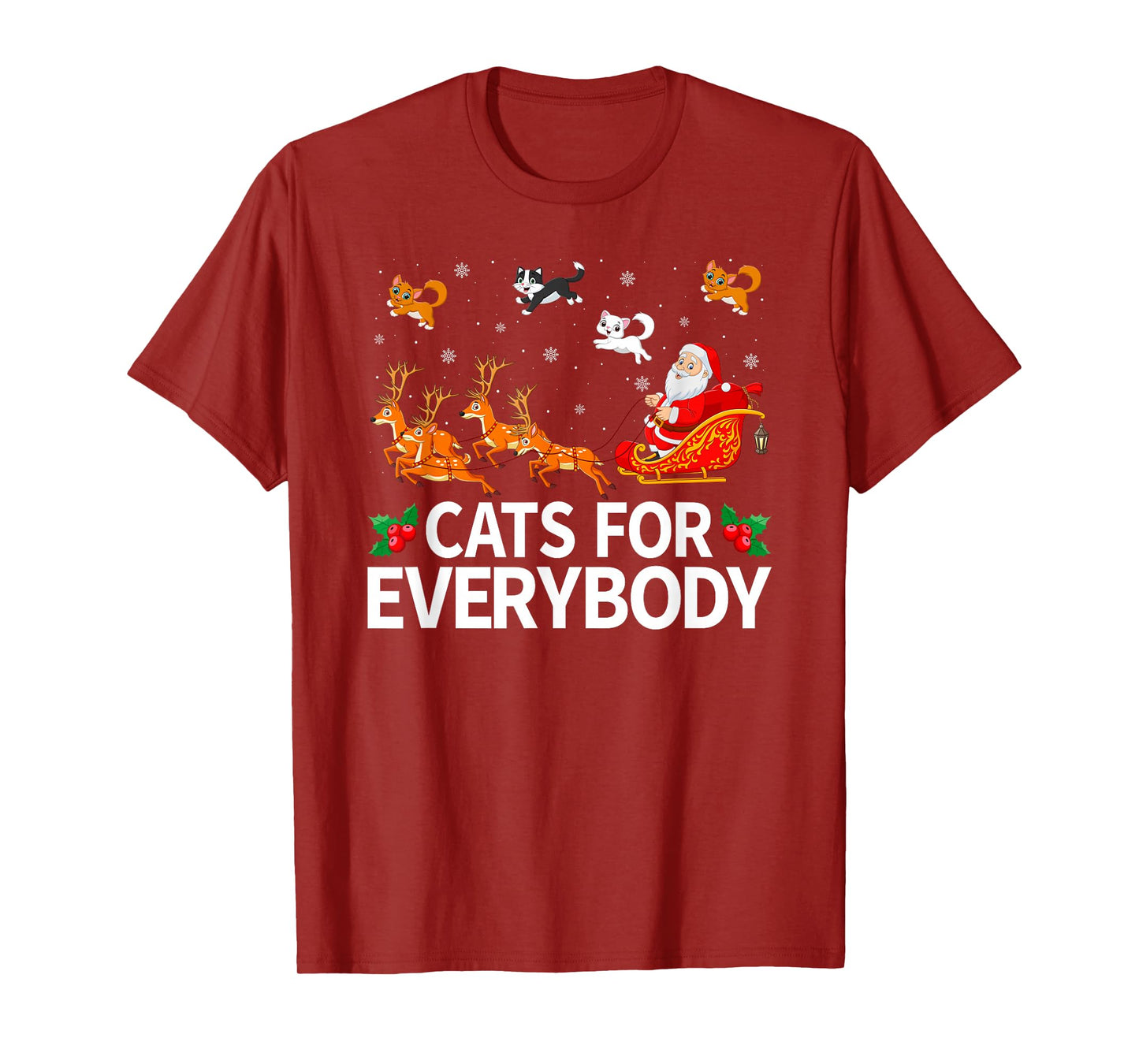 Cats for Everybody Xmas Pajamas Santa Sleigh Cat Christmas T-Shirt