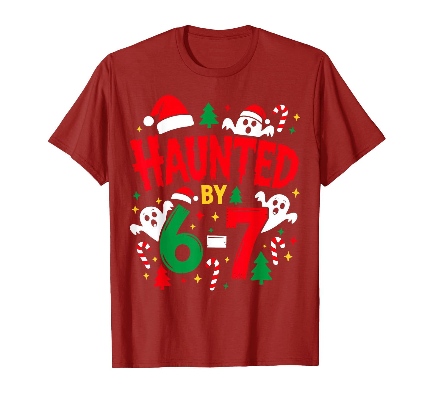 Haunted by 6 7 Funny Christmas Math Ghost Teacher Design T-Shirt