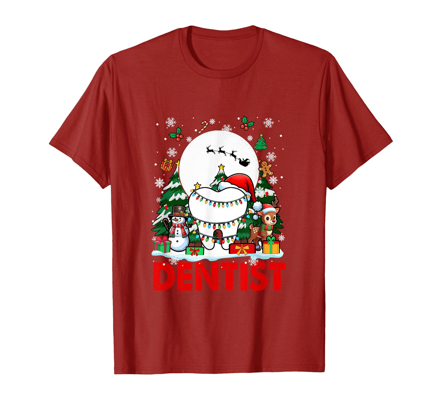Dentist Job Tools Santa Snowmen Reindeer Christmas Trees T-Shirt
