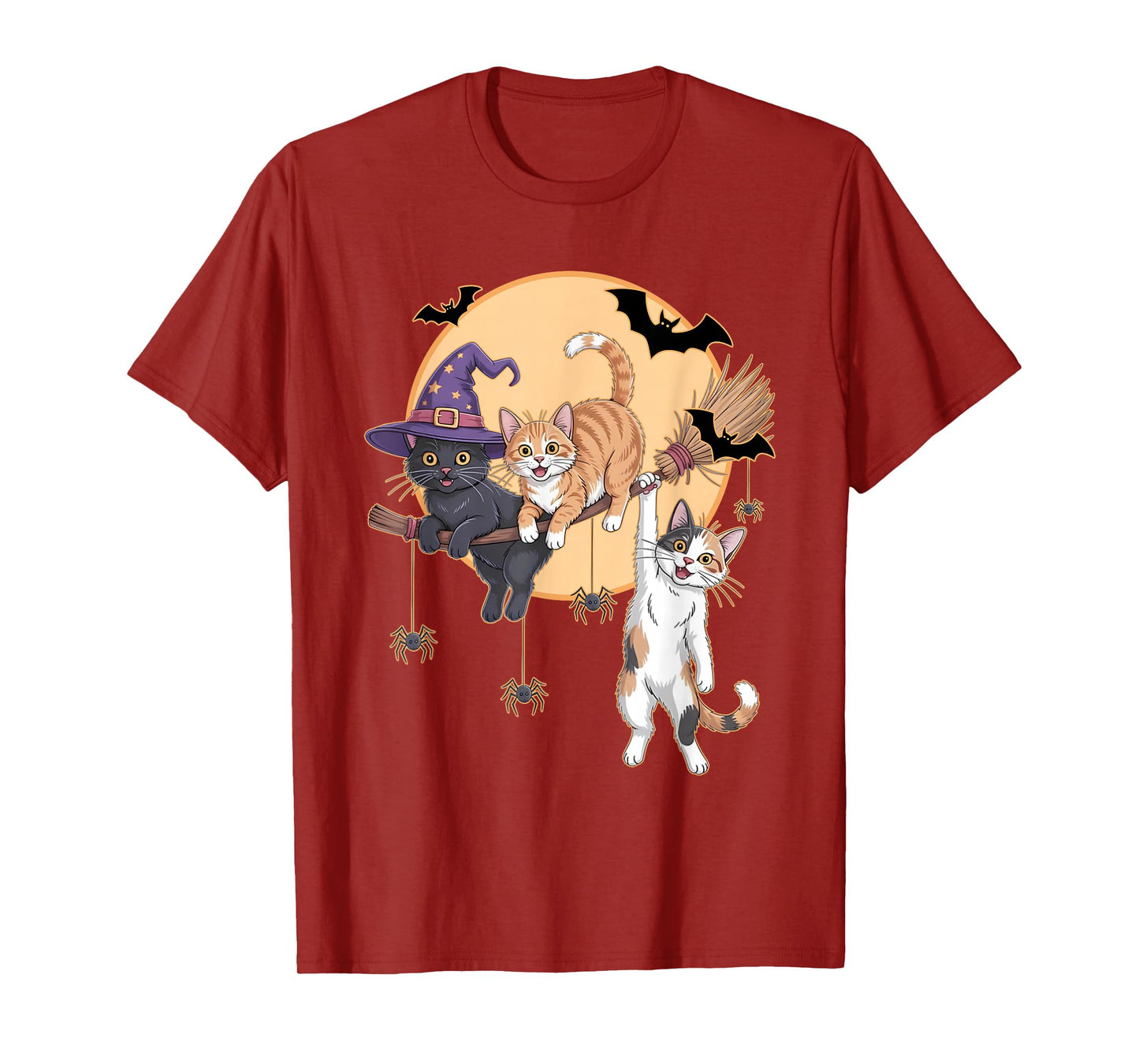 Funny Cat Kitten Witch Hat Halloween Costume Men Women Kids T-Shirt
