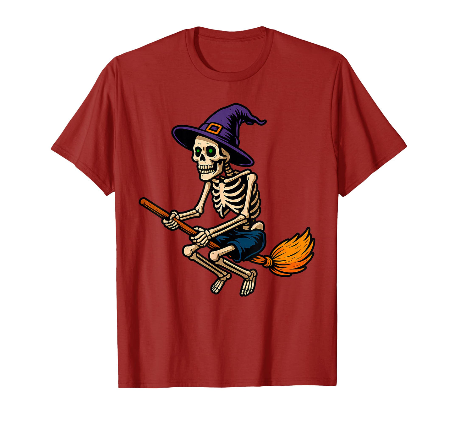 Skeleton Witch Riding Broom Halloween I Can Drive A Stick T-Shirt