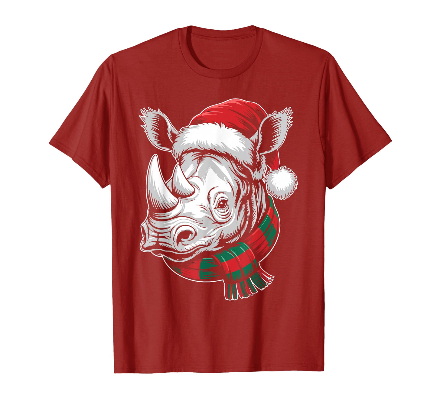 Rhino Xmas Santa Hat Scarf Christmas Costume T-Shirt