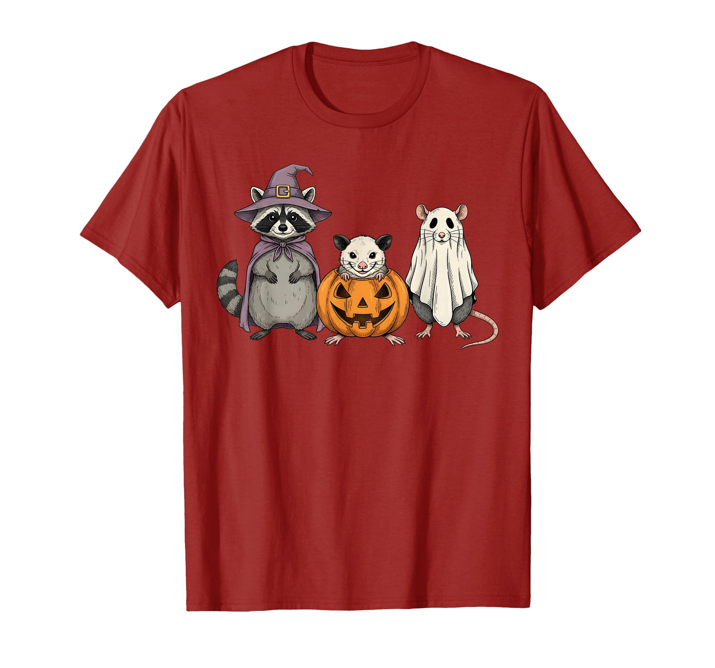 Spooky Ghost Opossum Raccoon Rat Pumpkin Halloween T-Shirt