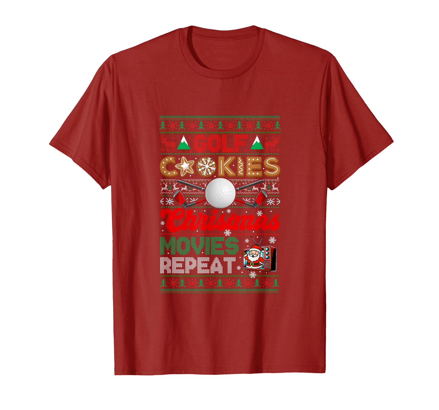 Golf Cookies Christmas Movies Repeat Sweater Player T-Shirt