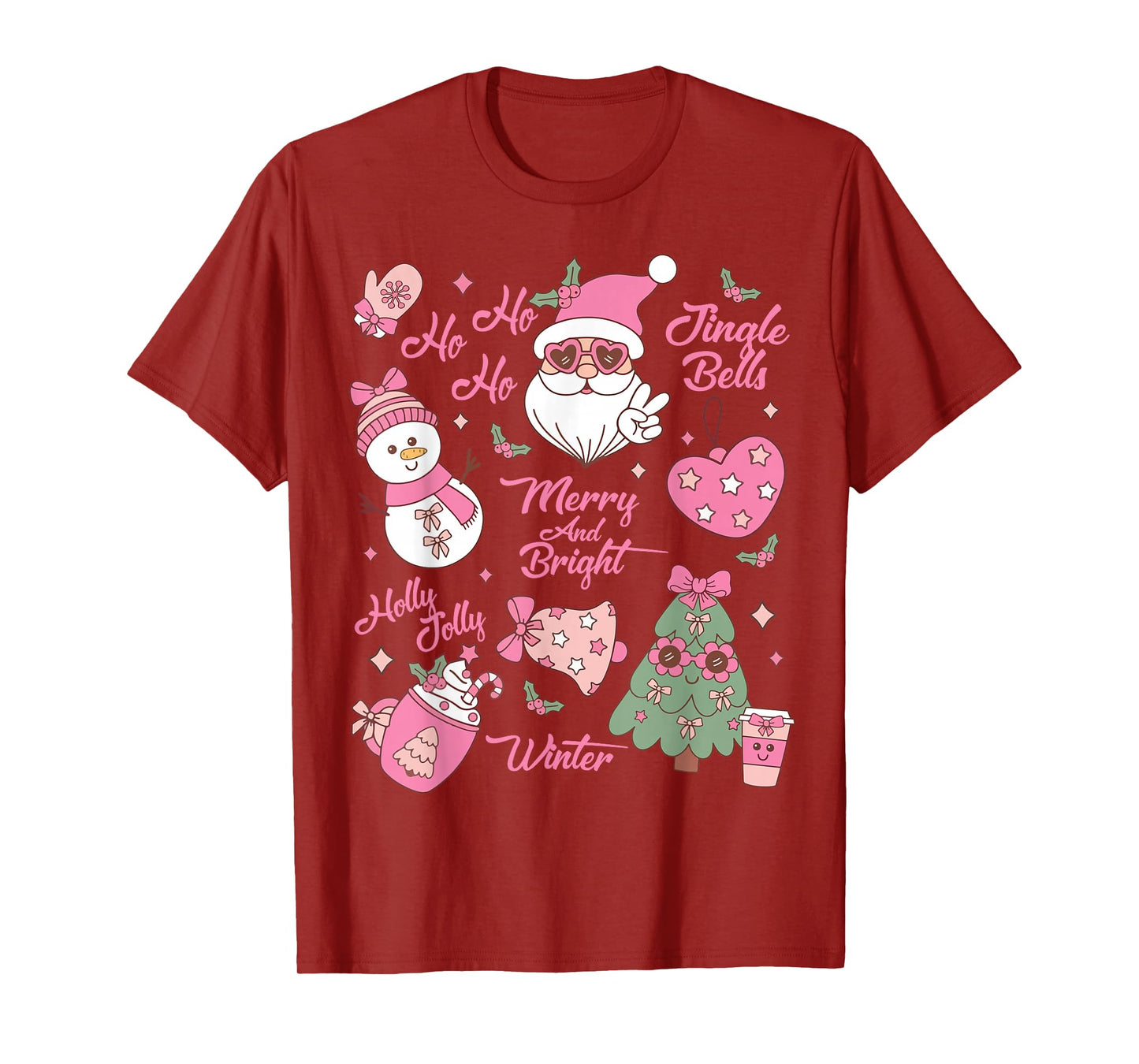 Retro Groovy Santa Claus Christmas Vibes Womens Kids Girls T-Shirt