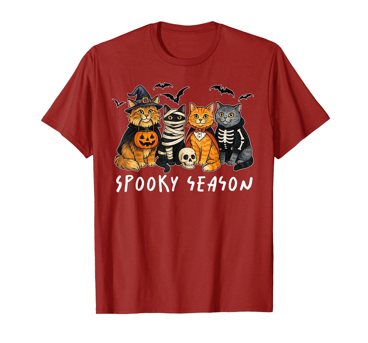 Spooky Season Black Cat Halloween Pumpkin Women Men Kids T-Shirt