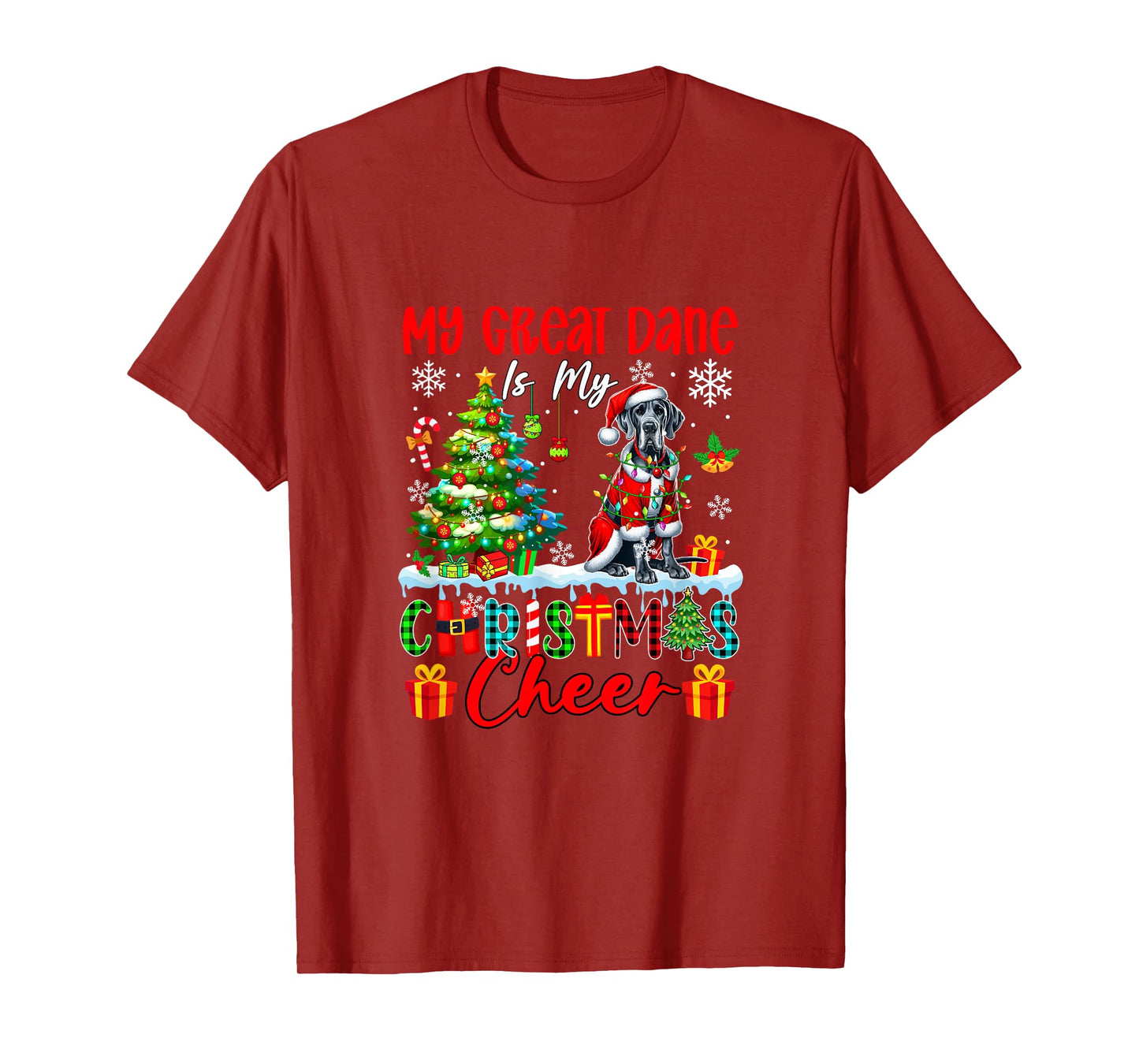 My Great Dane is My Xmas Cheer Funny Santa Dog Owner Kids T-Shirt