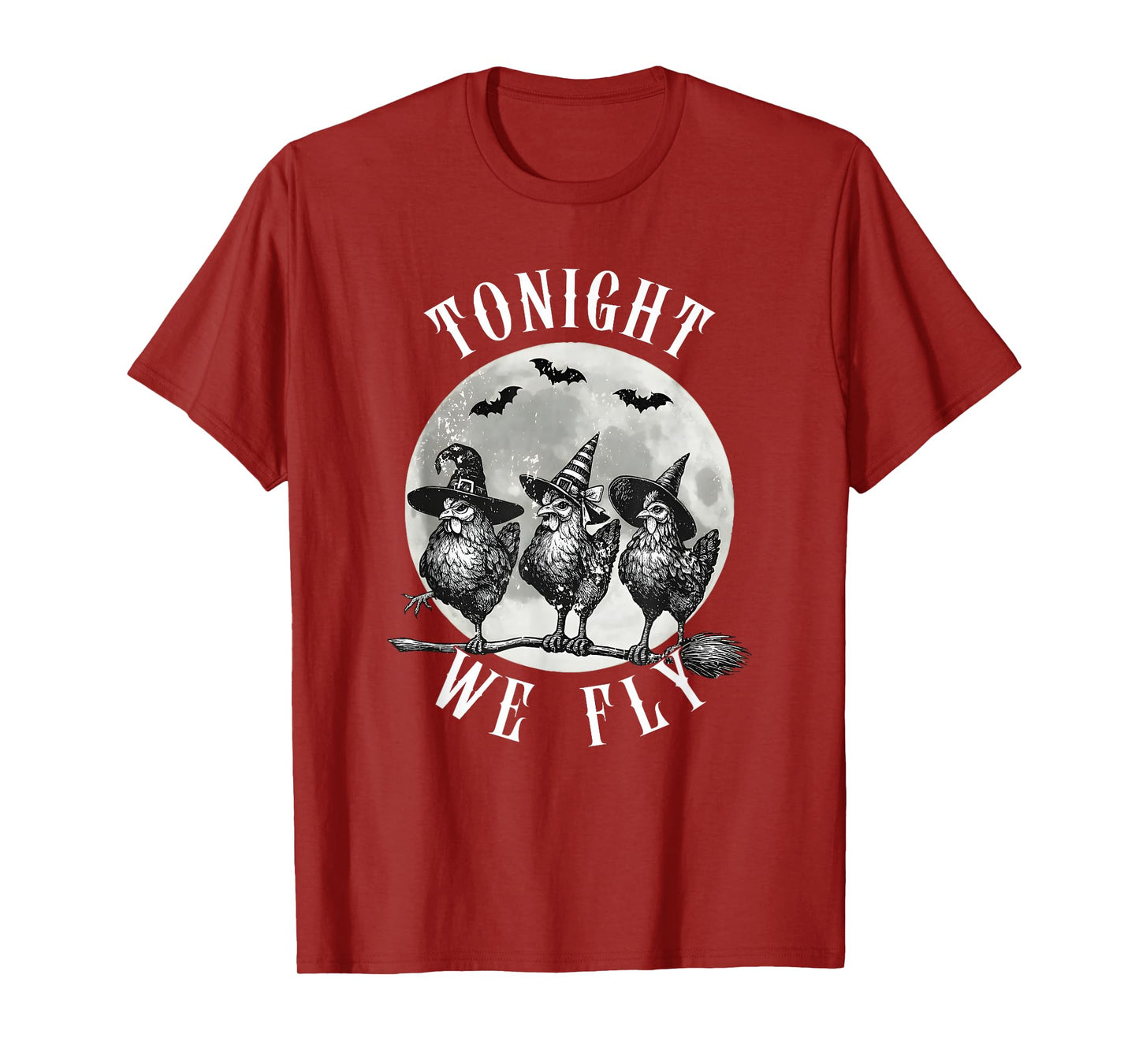 Tonight We Fly, Vintage Chicken Witches Hat and Broom T-Shirt