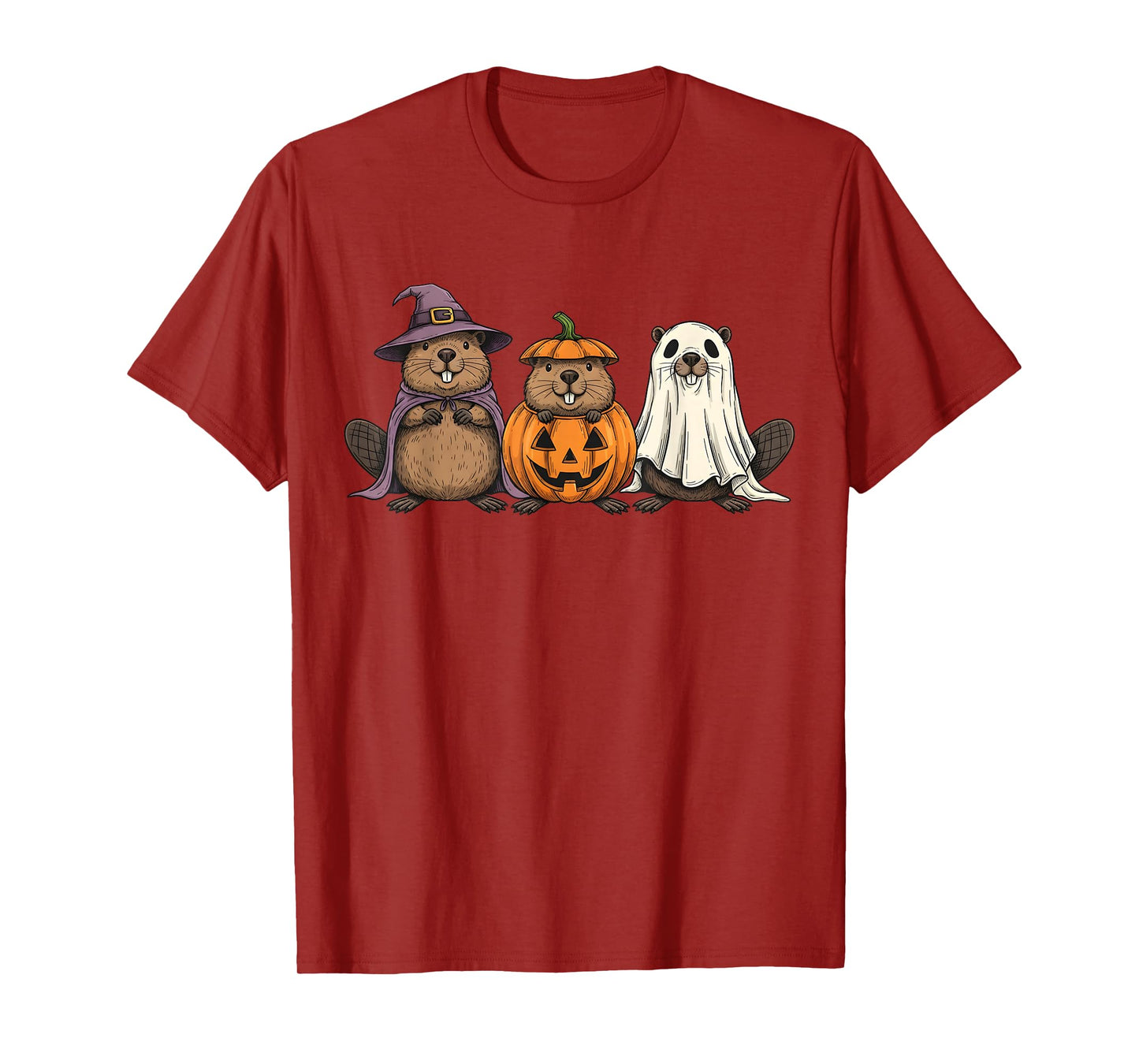 Spooky Ghost Beaver Lover Pumpkin Halloween T-Shirt