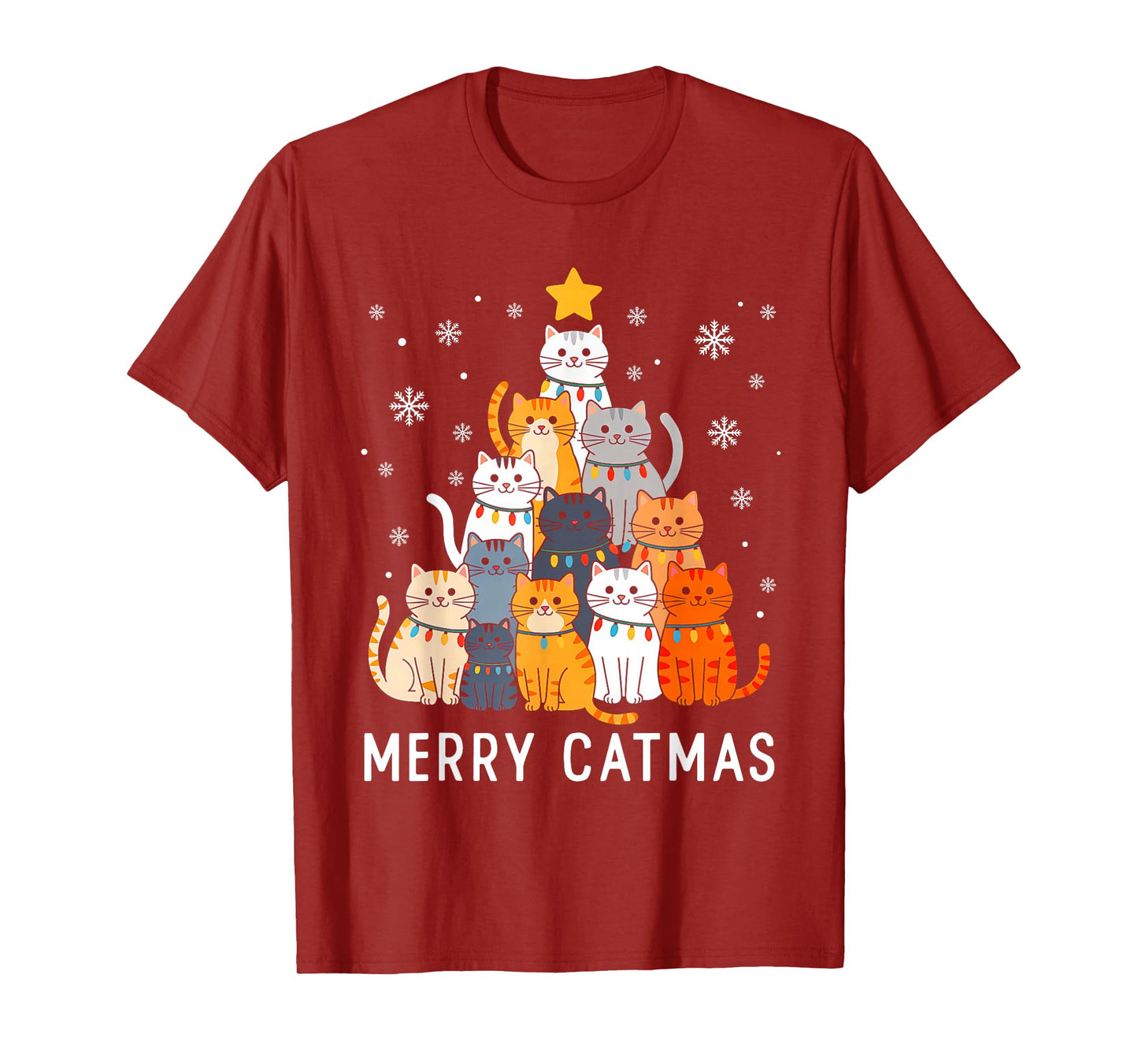Merry Catmas Christmas Tree Cat Santa Xmas Family Men Women T-Shirt