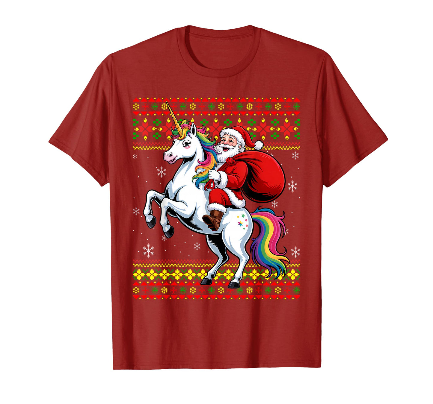 Santa Claus On Unicorn Ugly Christmas Holiday Kids Girls T-Shirt