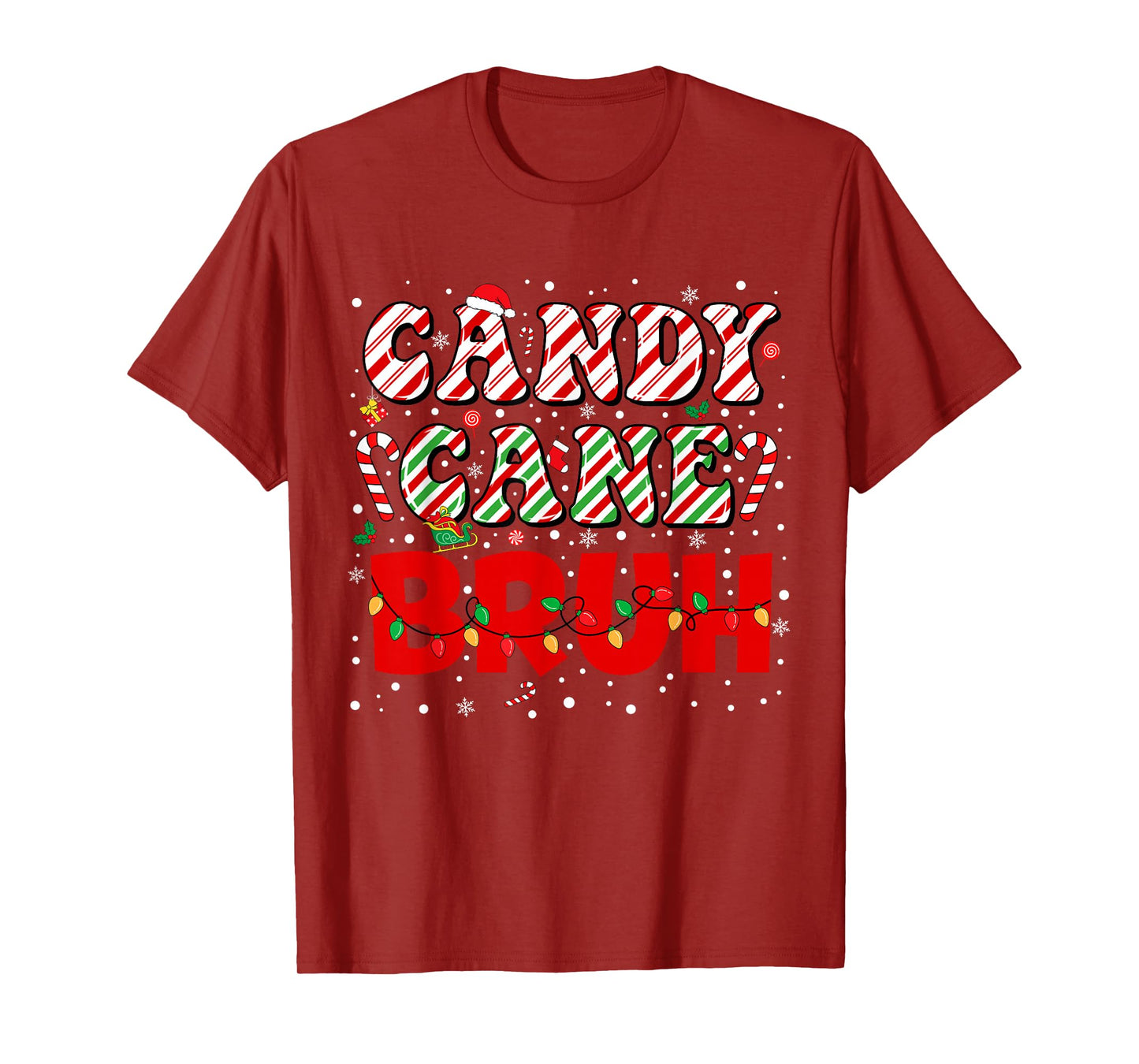 Candy Cane Bruh Christmas Love Candy Boys Girls Kids Xmas T-Shirt
