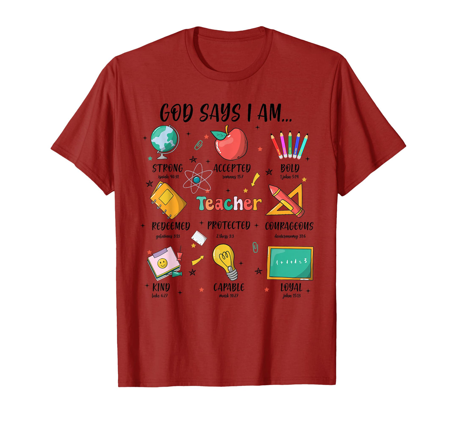 Teacher Christian God Says I Am Bible Verse Religious Teach T-Shirt