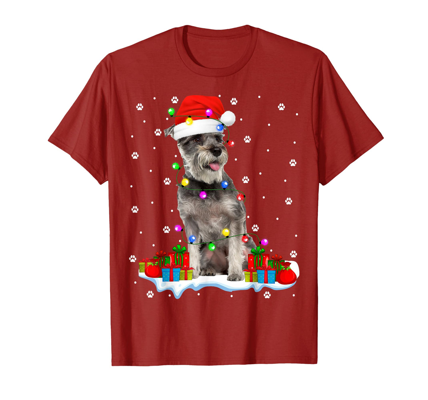Schnauzer Dog Christmas Lights Sweater Holiday Santa Xmas T-Shirt