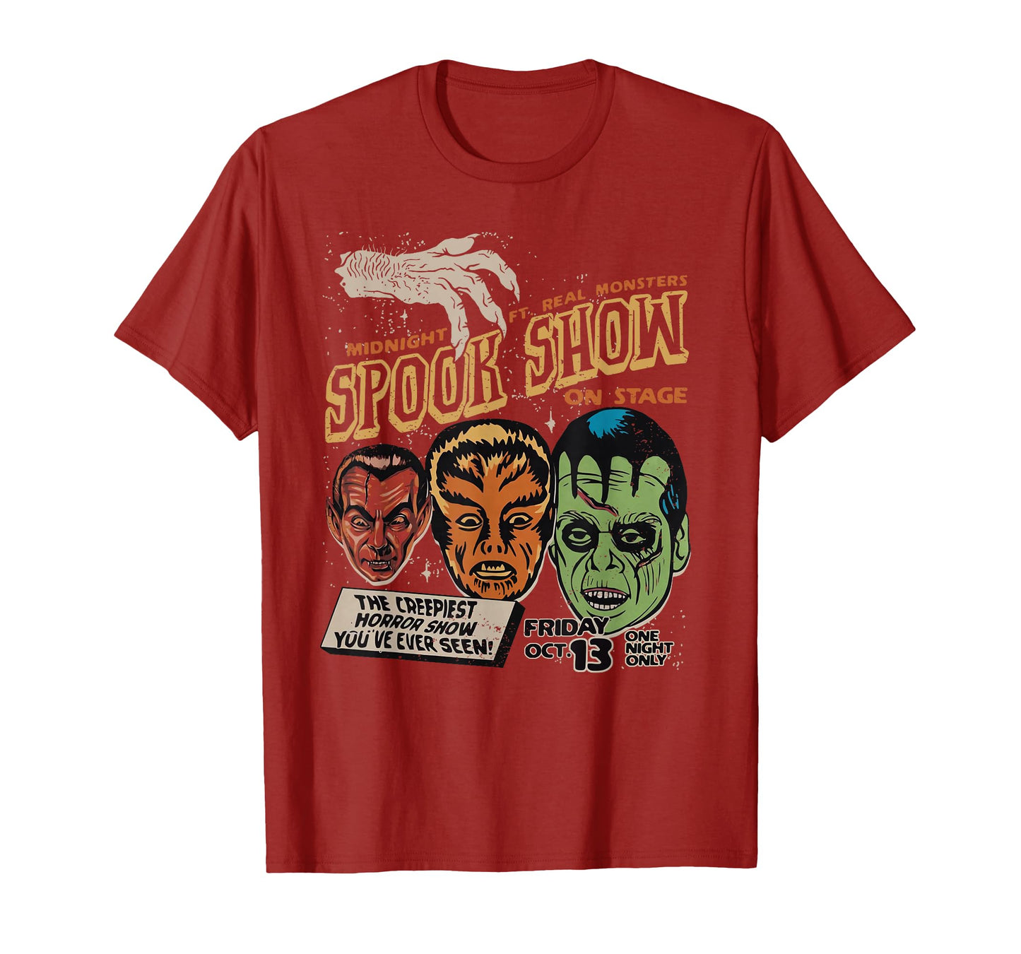 Vintage Funny Midnight Spook Show Monsters Frankenstein T-Shirt