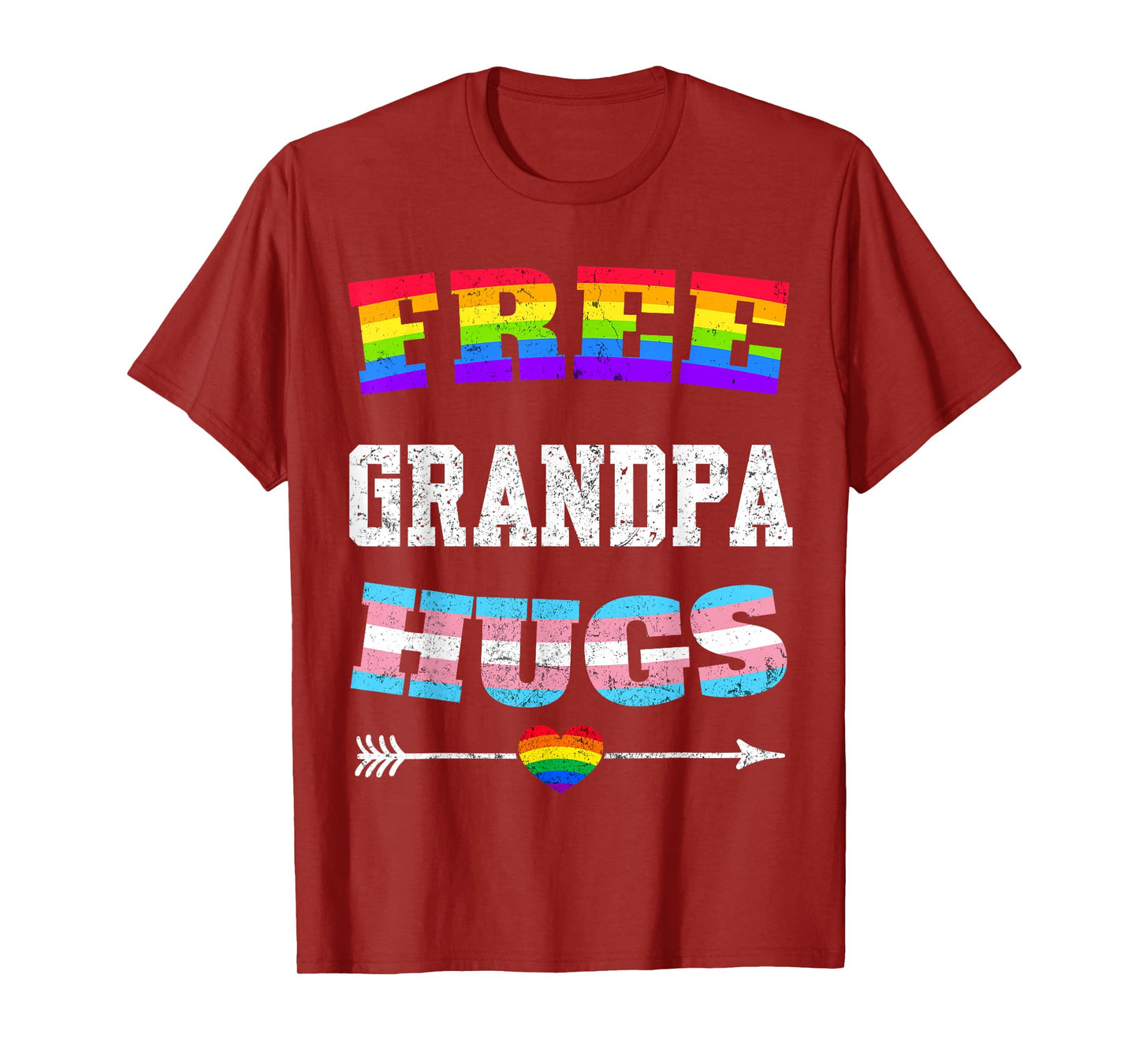 Free Grandpa Hugs, LGBT Gay Lesbian Pride Month Rainbow Flag T-Shirt