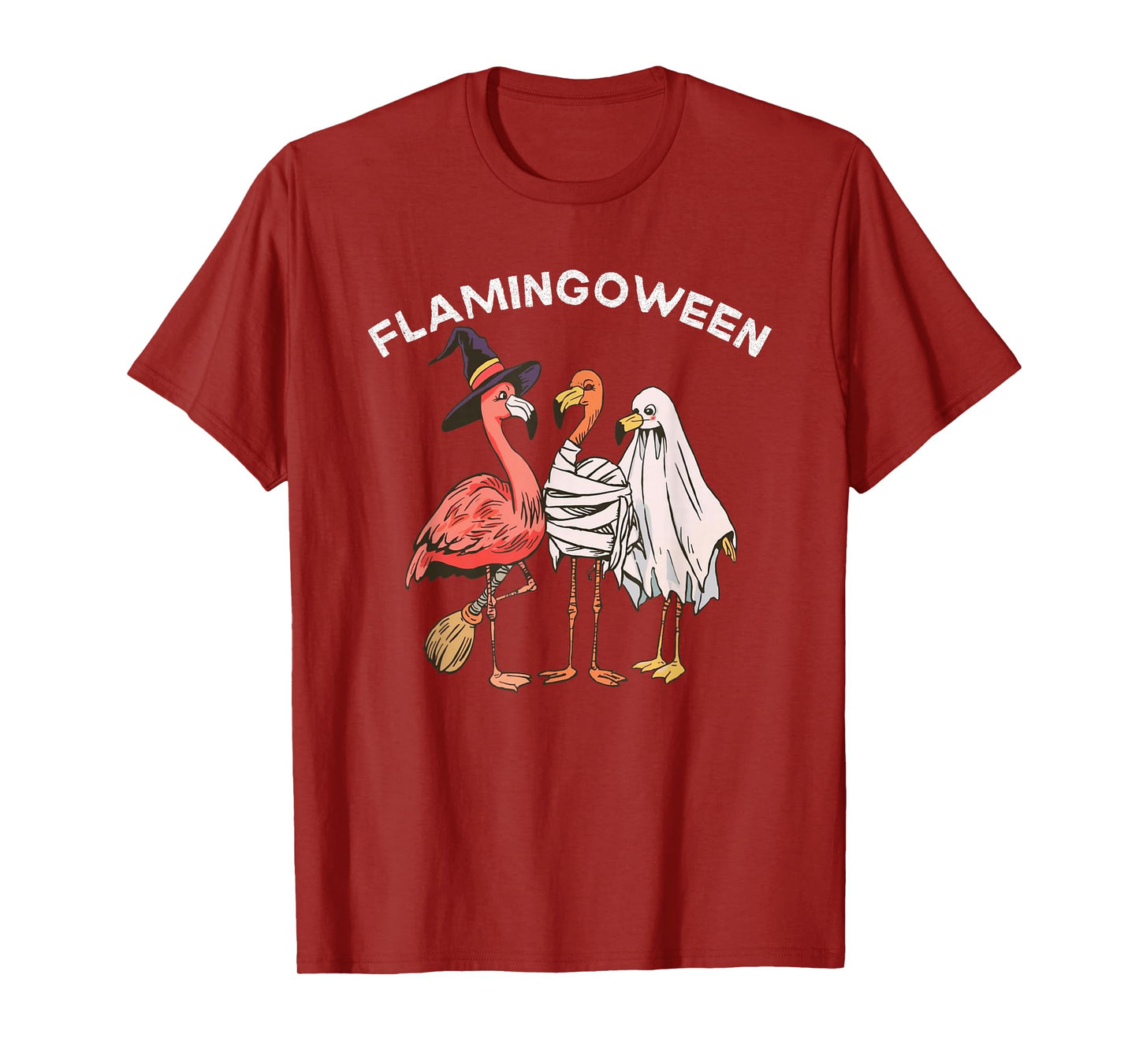 Flamingoween Halloween Witch Mummy Ghost Costume Bird Fun T-Shirt