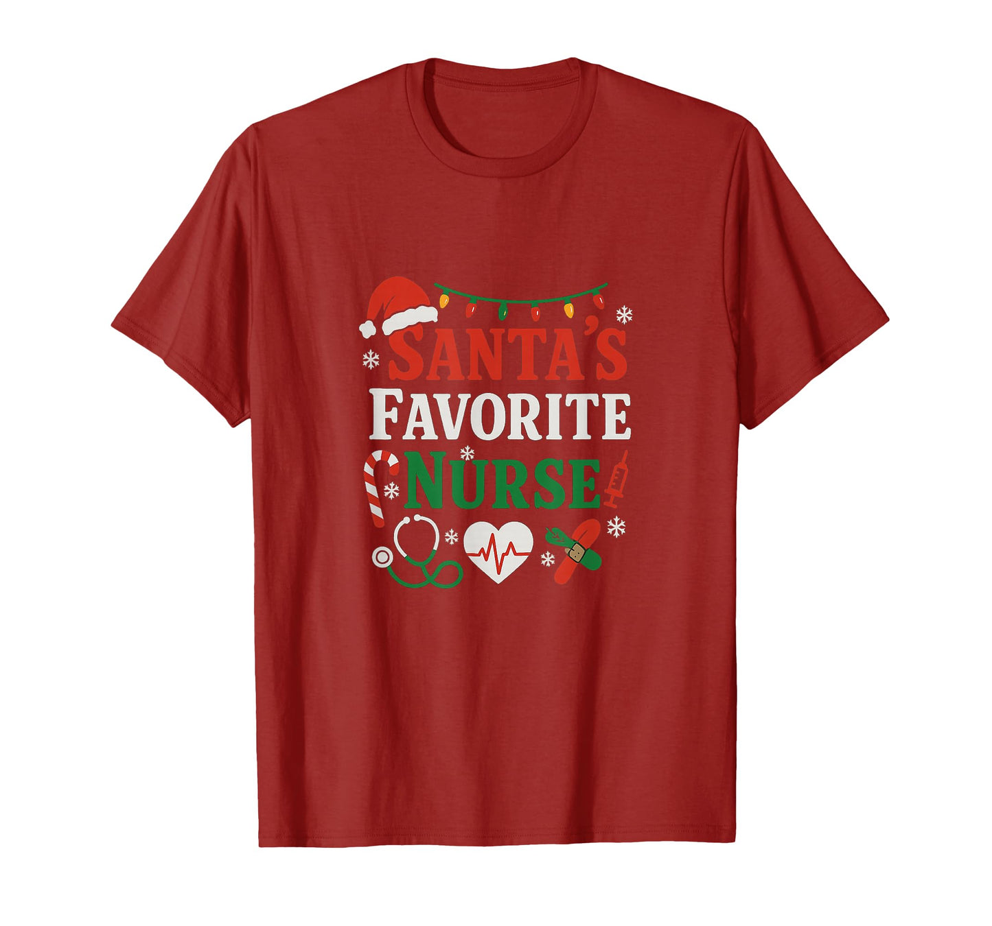 Santa’s Favorite Nurse Christmas Design T-Shirt