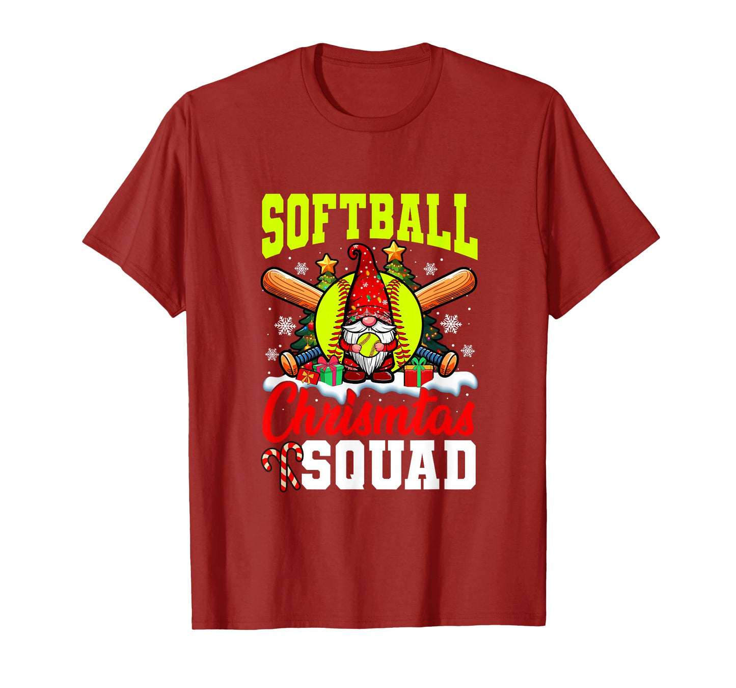 Softball Christmas Squad Player Costume Gnome Lover Kids T-Shirt