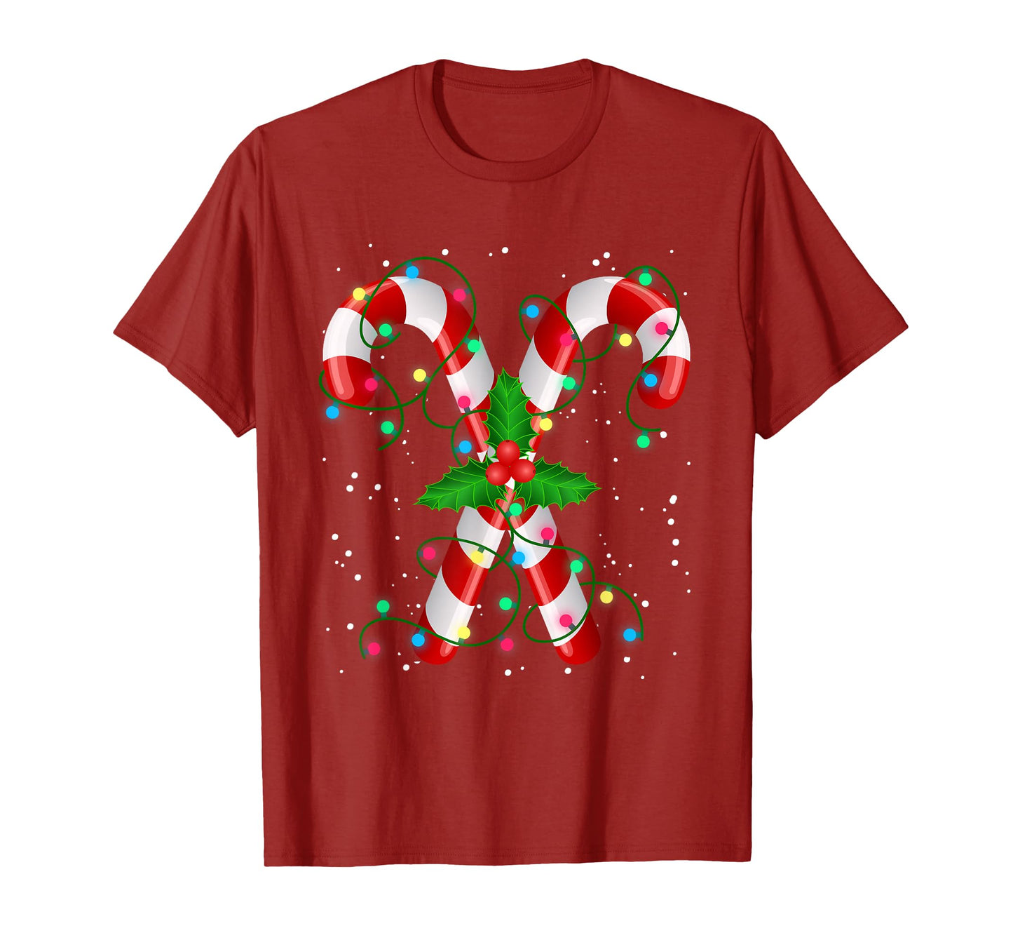 Funny Christmas Candy Cane Santa Lights Xmas Pajama Apparel T-Shirt