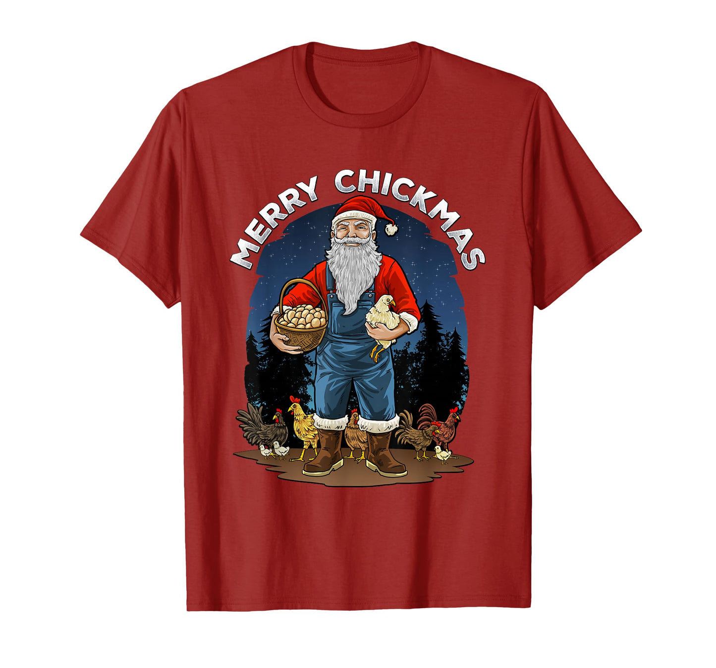 Merry Chickmas Chicken Funny Farmer Farming Christmas Santa T-Shirt