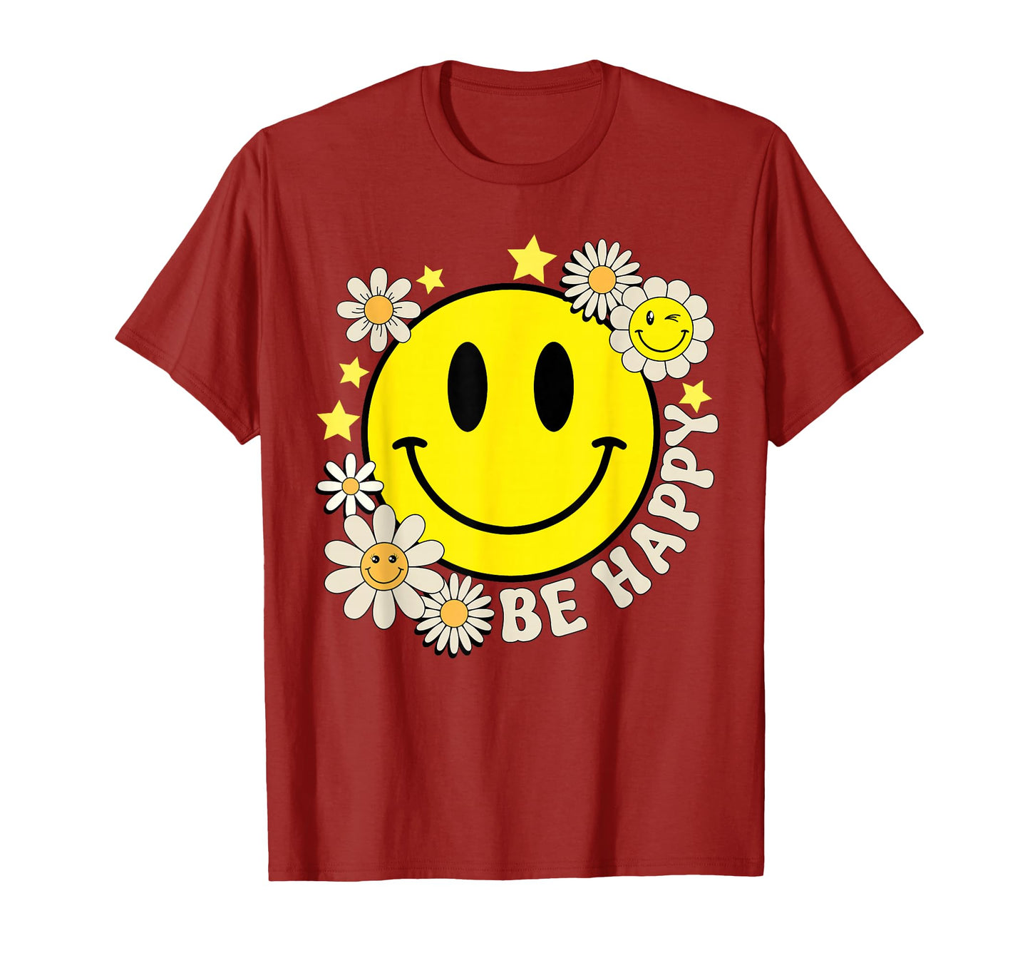 Cute Smile Face Flower Happy Face Flowers Heart Kids Girls T-Shirt