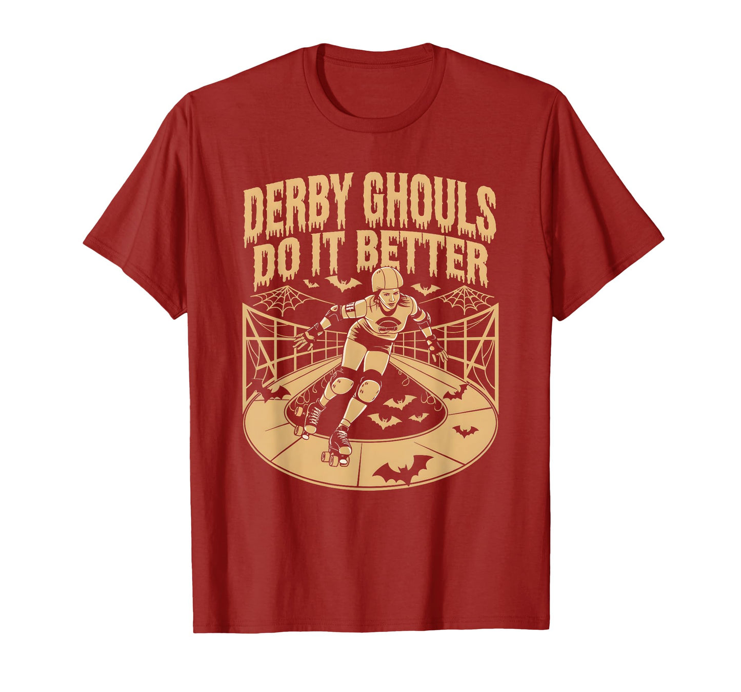 Spooky Roller Derby Enthusiasts Unisex-Adults Halloween Derby T-Shirt