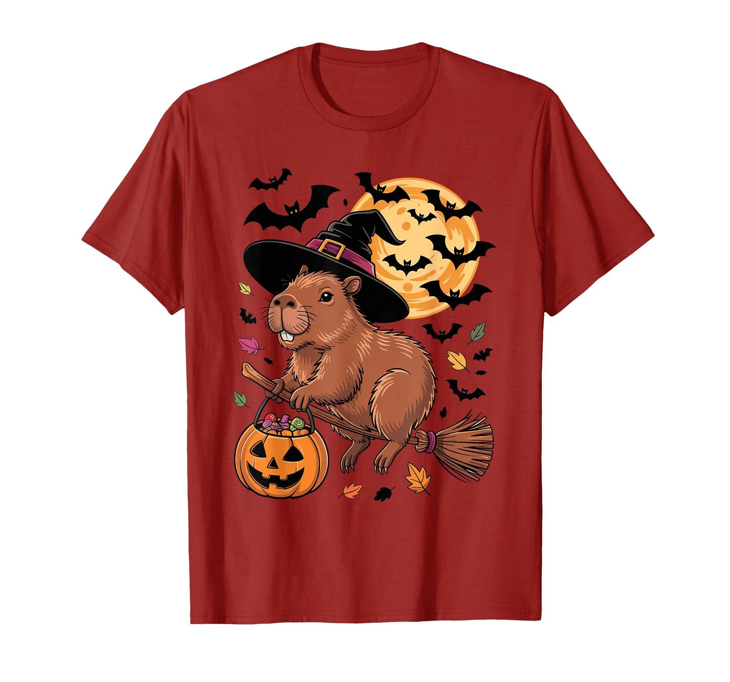 Capybara Witch Jack-o-Lantern Candy Bucket Halloween Costume T-Shirt