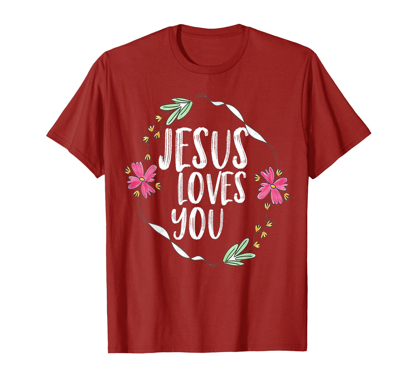 Jesus loves you with Round flower frame Graphic T-Shirt