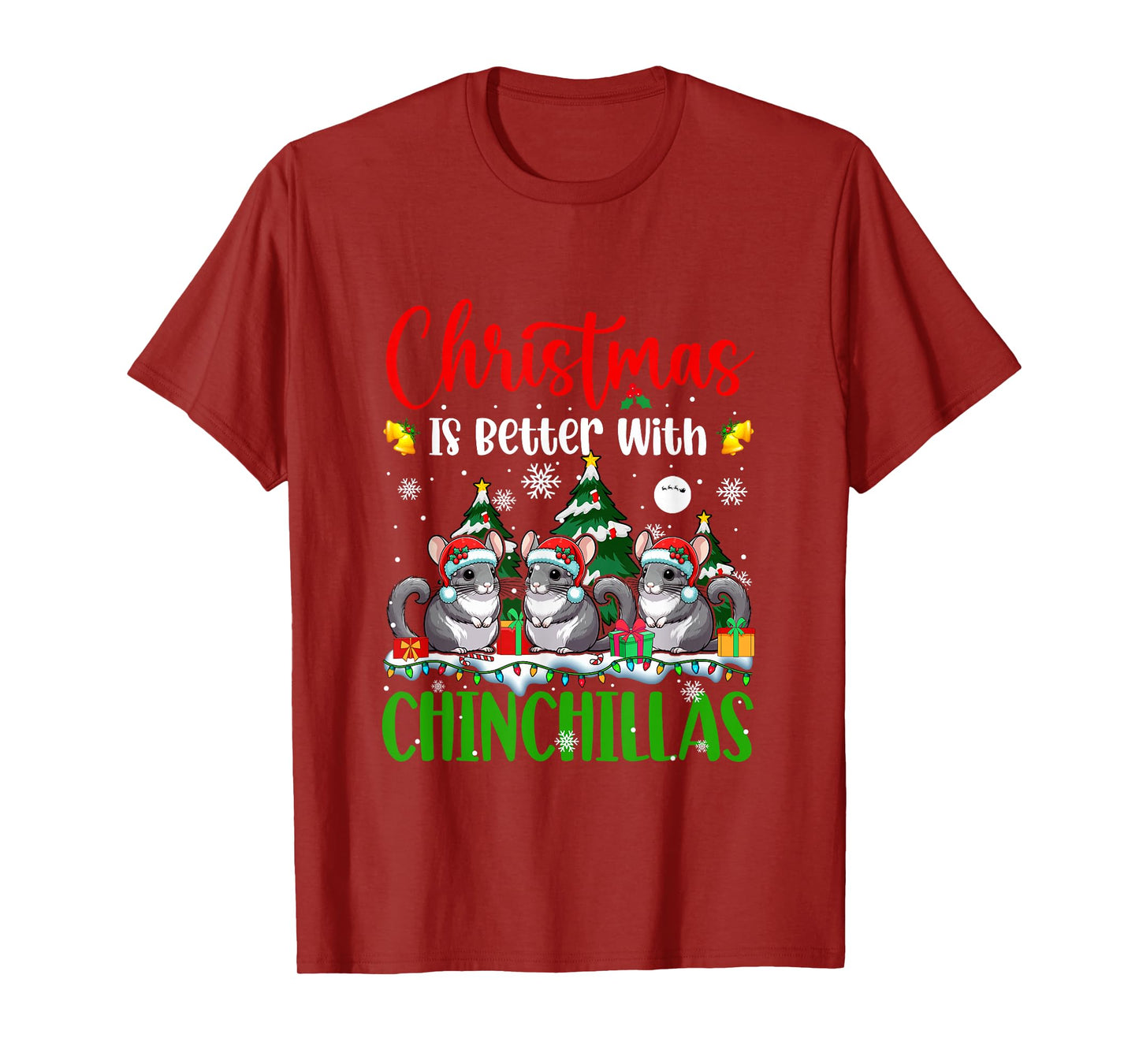Xmas is Better Funny Joke Chinchillas Lover Christmas Tree T-Shirt