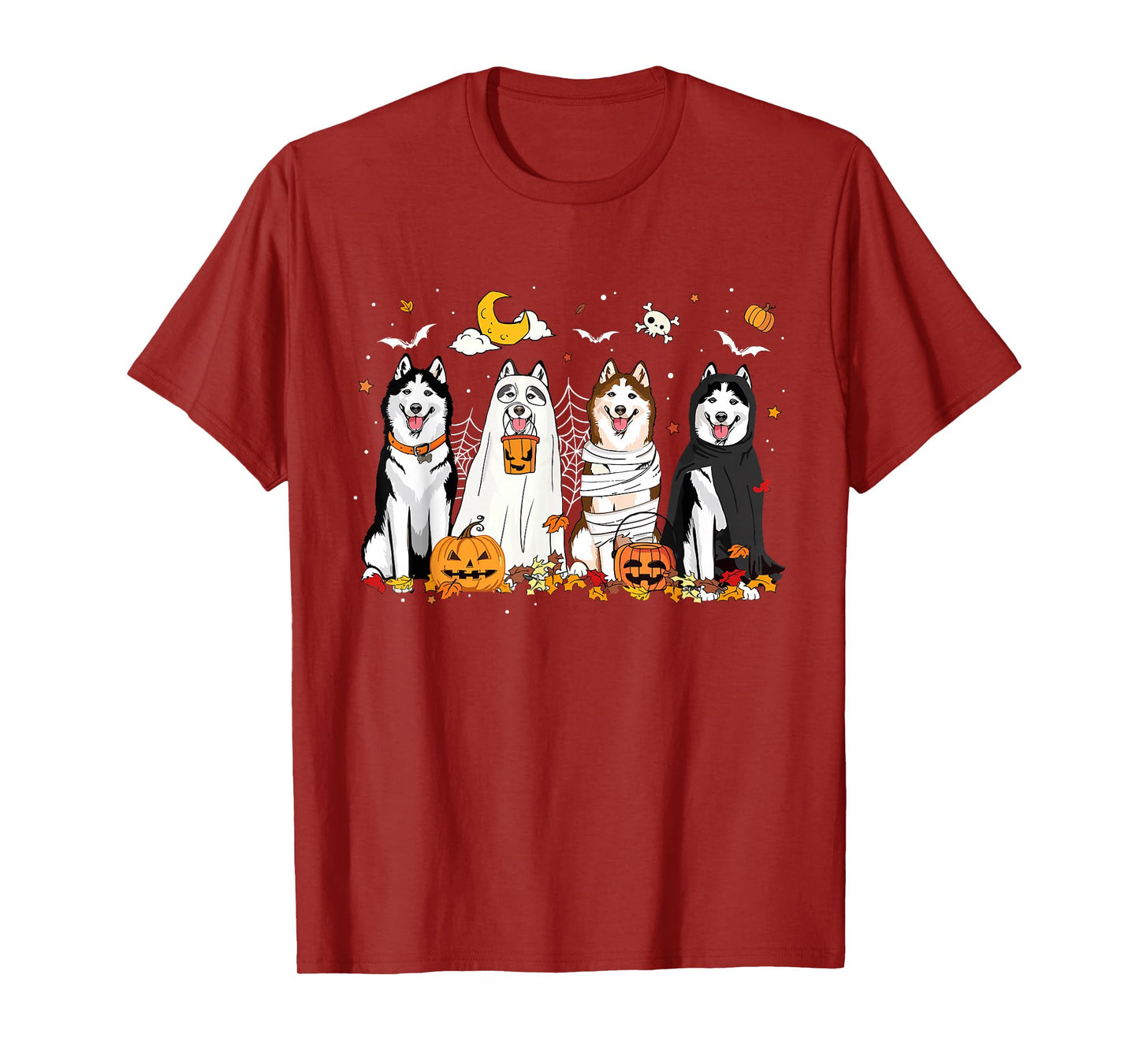 Fall Husky Ghost Halloween Husky Witch Dog Mom Dog Lover T-Shirt