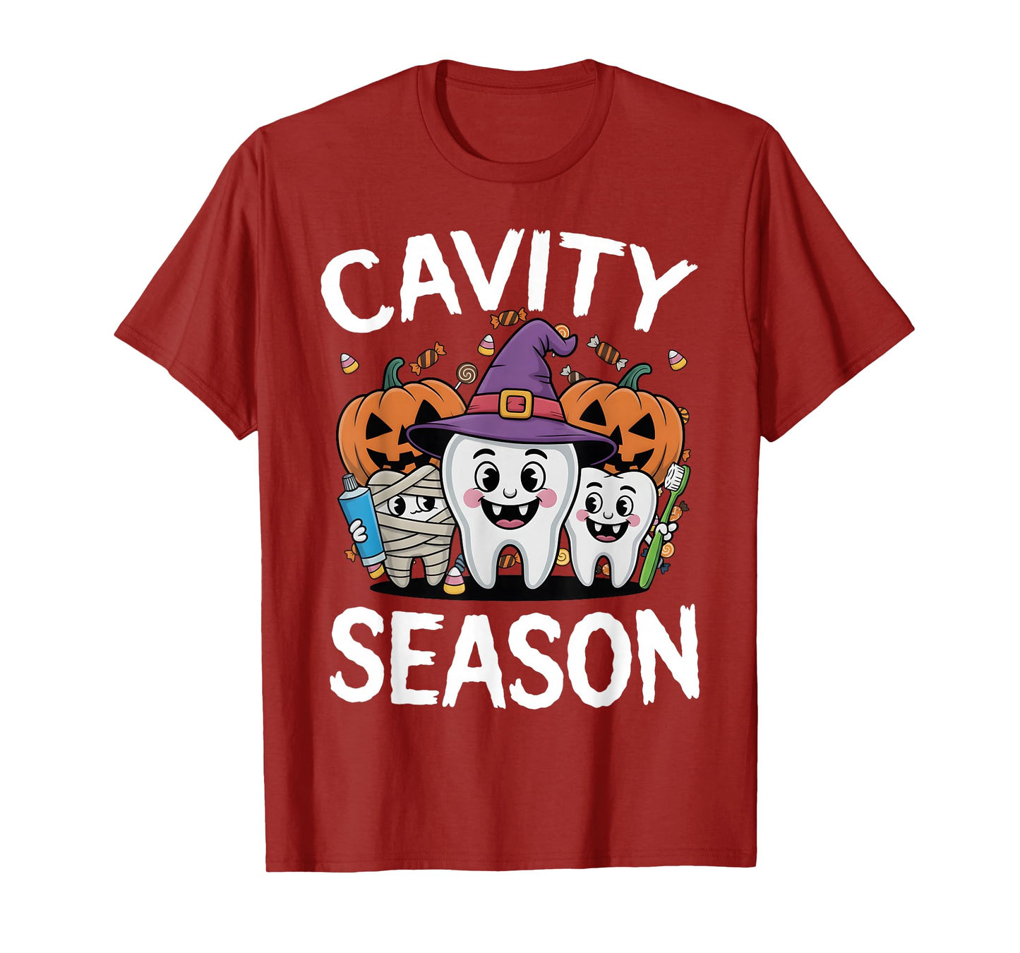 Cavity Season Tooth Crew Dental Hygienist Halloween Costume T-Shirt