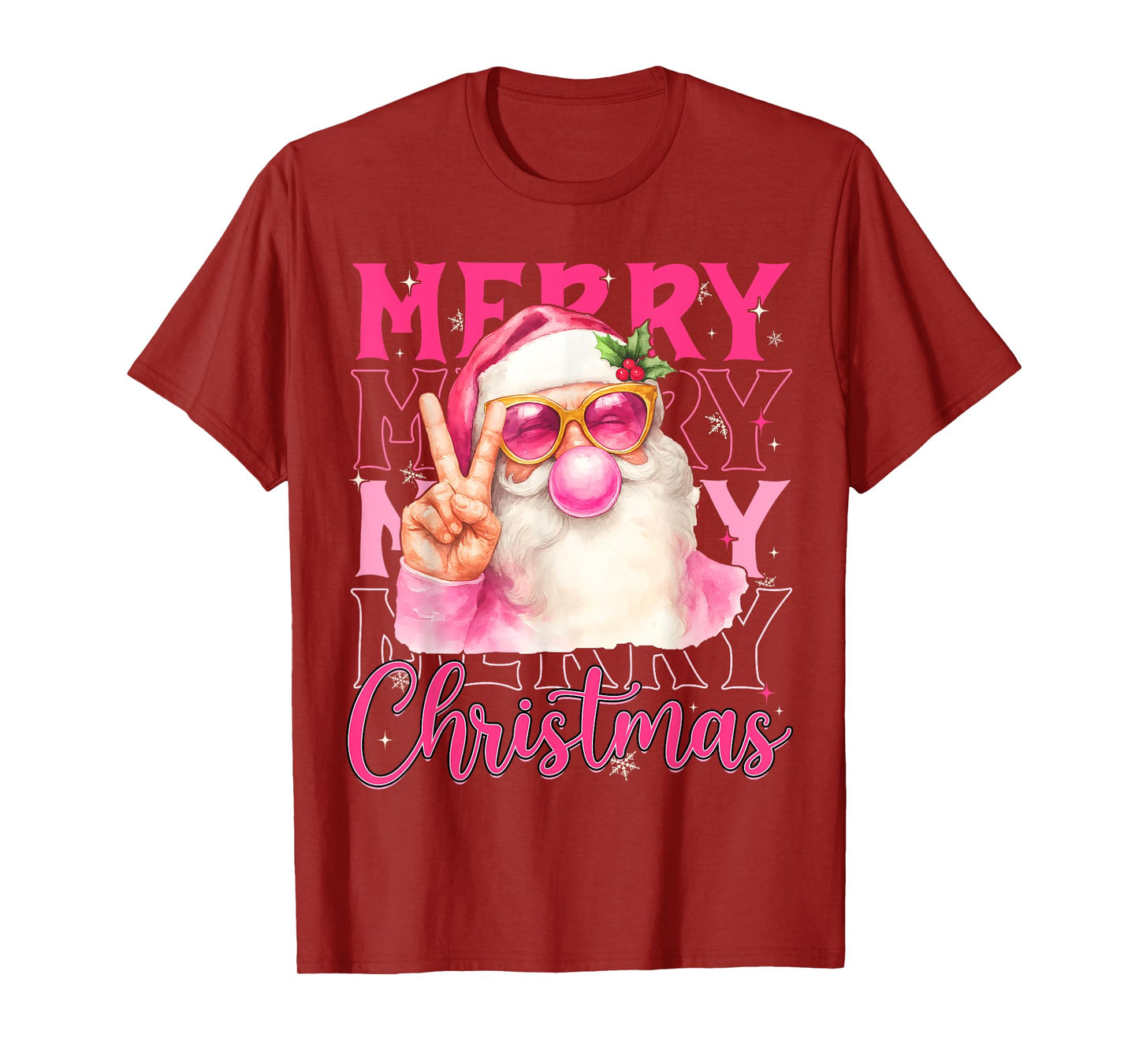 Merry Christmas Pink Santa Claus Bubblegum Men Women Kid T-Shirt