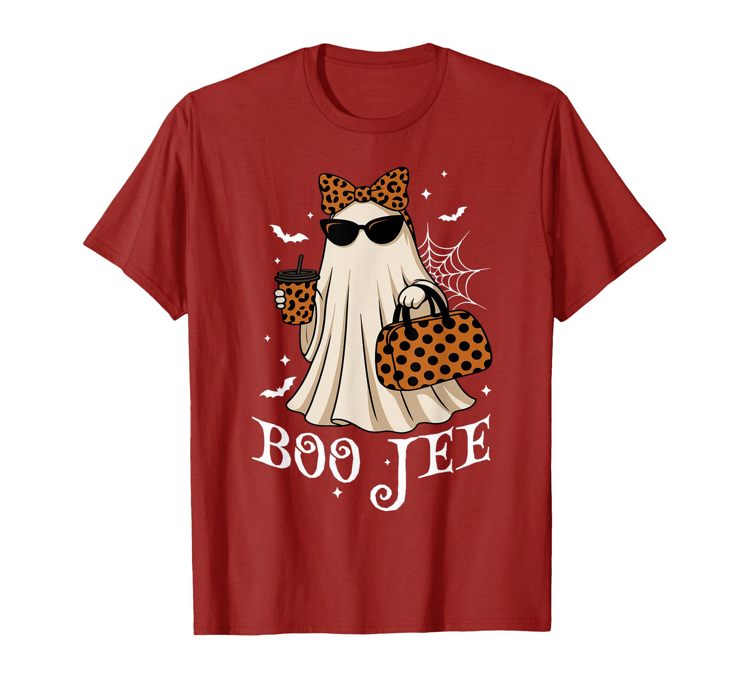 Coquette Leopard Ghost Coffee Boo-JEE Halloween Boujee Ghost T-Shirt