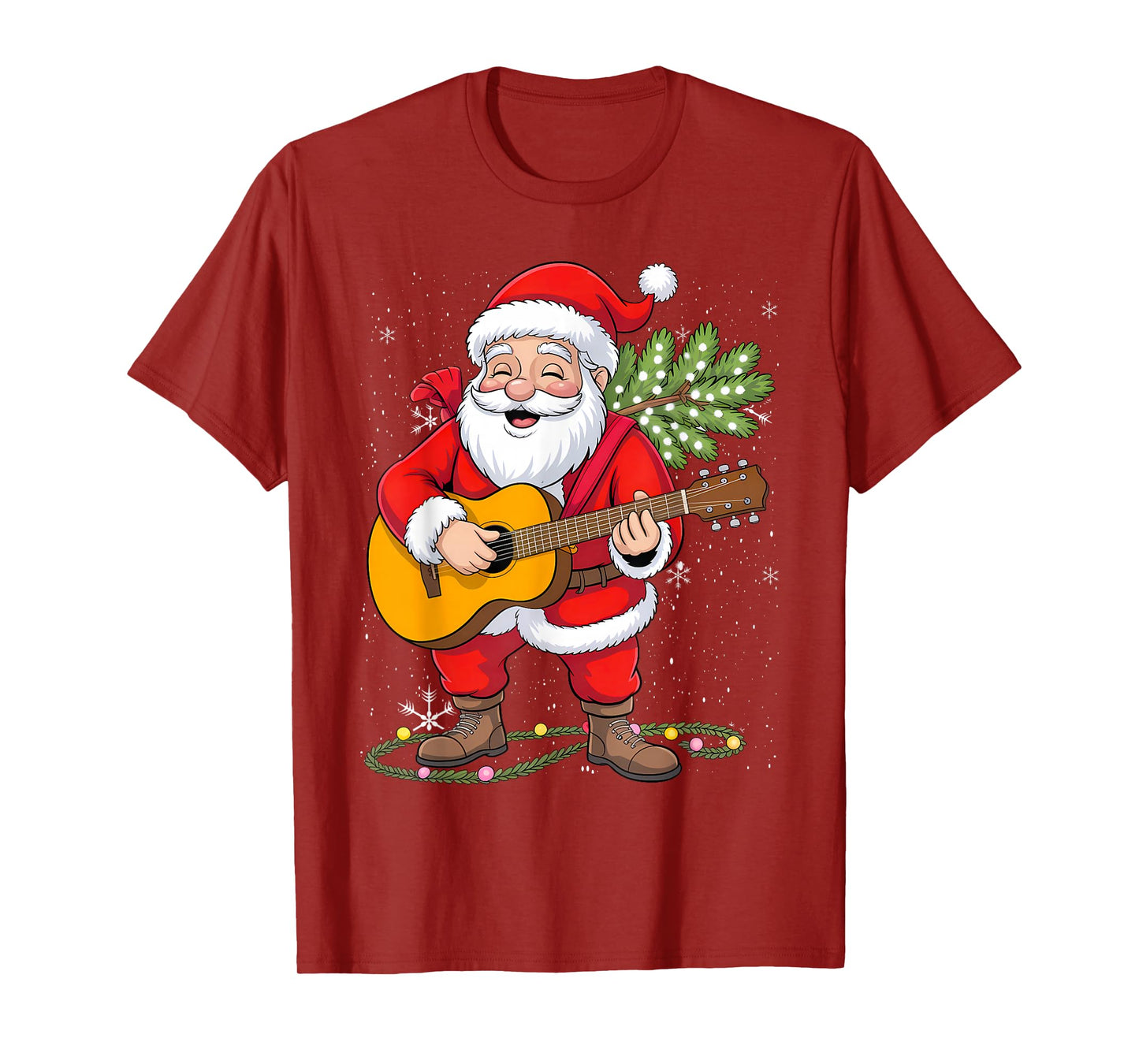 Santa Playing Guitar Christmas for Players T-Shirt